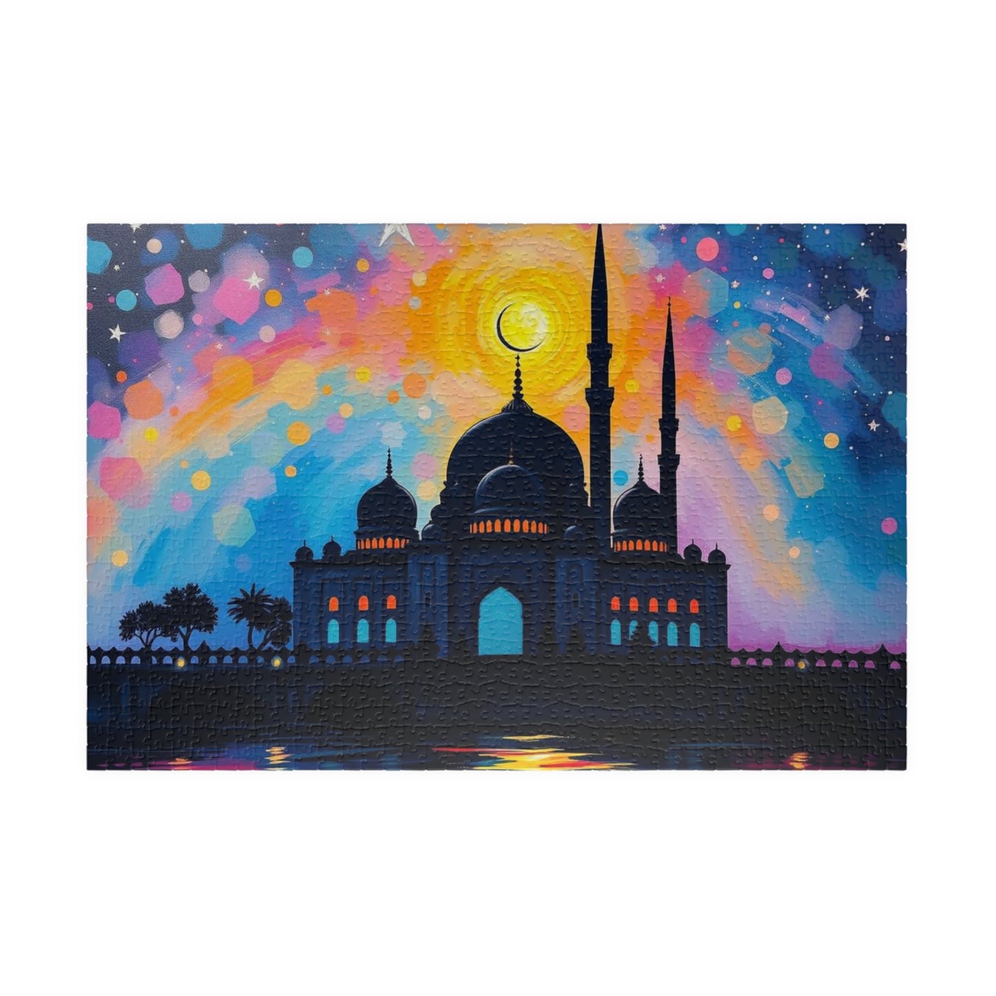 Colorful Islamic Mosque Jigsaw Puzzle for Adults, Family Activity or Solo Fun, Mindful Gift for Muslim Puzzle Art Lover, Brain Teaser, Hobby 1014 pcs (Horizontal) Puzzle The Puzzle Chest