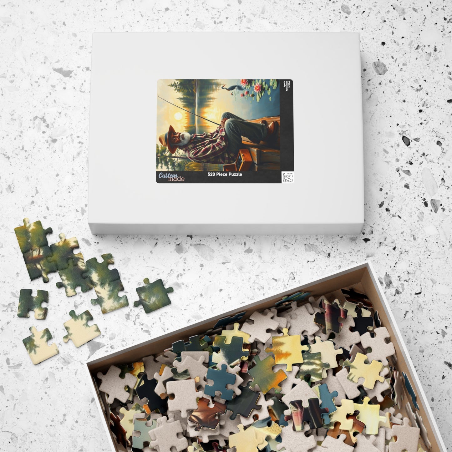Fishing Scene Jigsaw Puzzle - African American Man, Nature Lover Afrocentric Black Art Gift, Creative Hobby, Family Fun, Father's Day Puzzle The Puzzle Chest