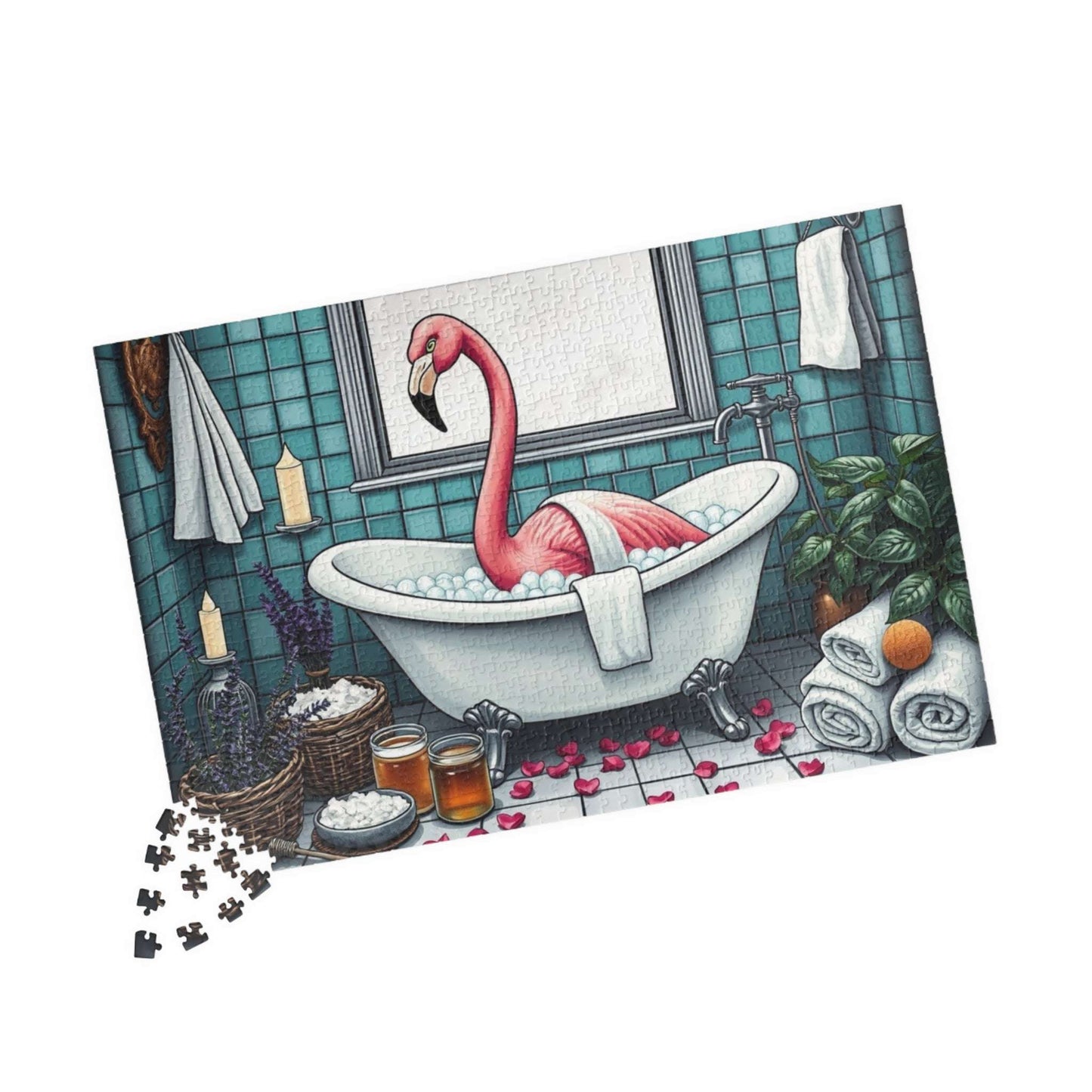 Spa Day Flamingo Puzzle - Charming Holiday Birthday Gift for Friends, Family Bonding Time, Game Night, Puzzle Enthusiasts Puzzle The Puzzle Chest