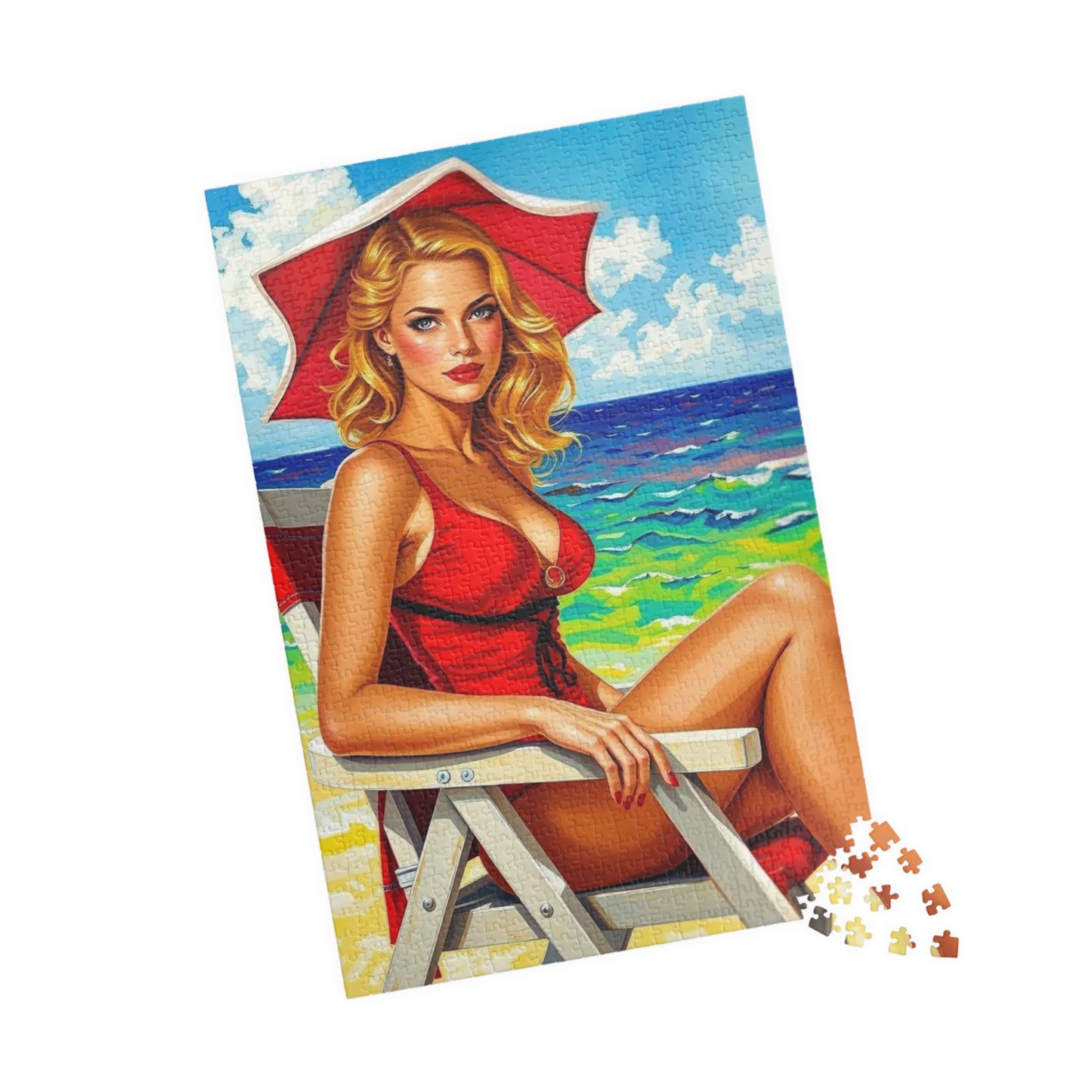 Retro Beach Scene Puzzle, Vintage Art Puzzle for Adults, 110-1014-Piece, Fun Family Activity, Gift for Puzzle Lovers, Summer Vibes, Home The Puzzle Chest