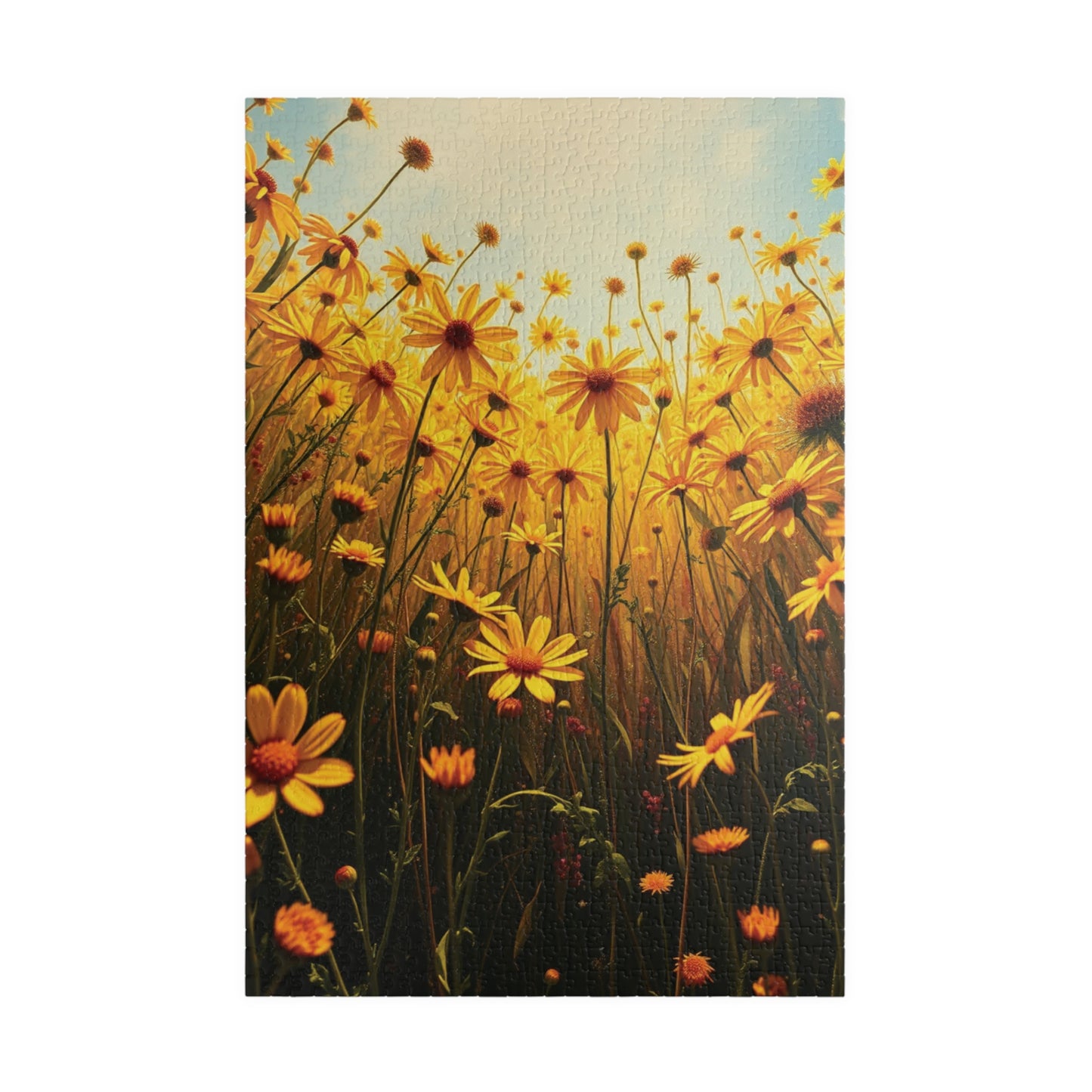 Golden Wildflower Field Puzzle, Bright Floral Flower Landscape Jigsaw Game, Mindful Challenge, Nature Themed Puzzle Lover Gift, Family Fun 1014 pcs (Vertical) Puzzle The Puzzle Chest