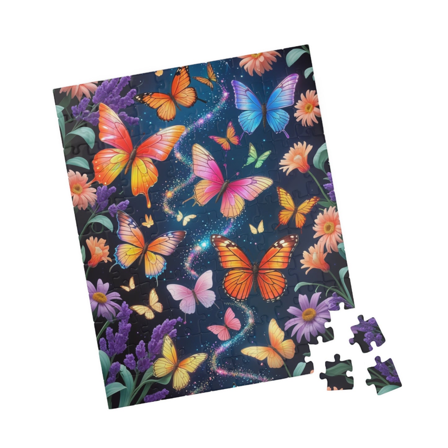 Floral Butterfly Collage Puzzle Whimsical, Colorful Butterflies Wildflowers Jigsaw Game, Family Bonding Activity, Nature Lover Gift Puzzle The Puzzle Chest