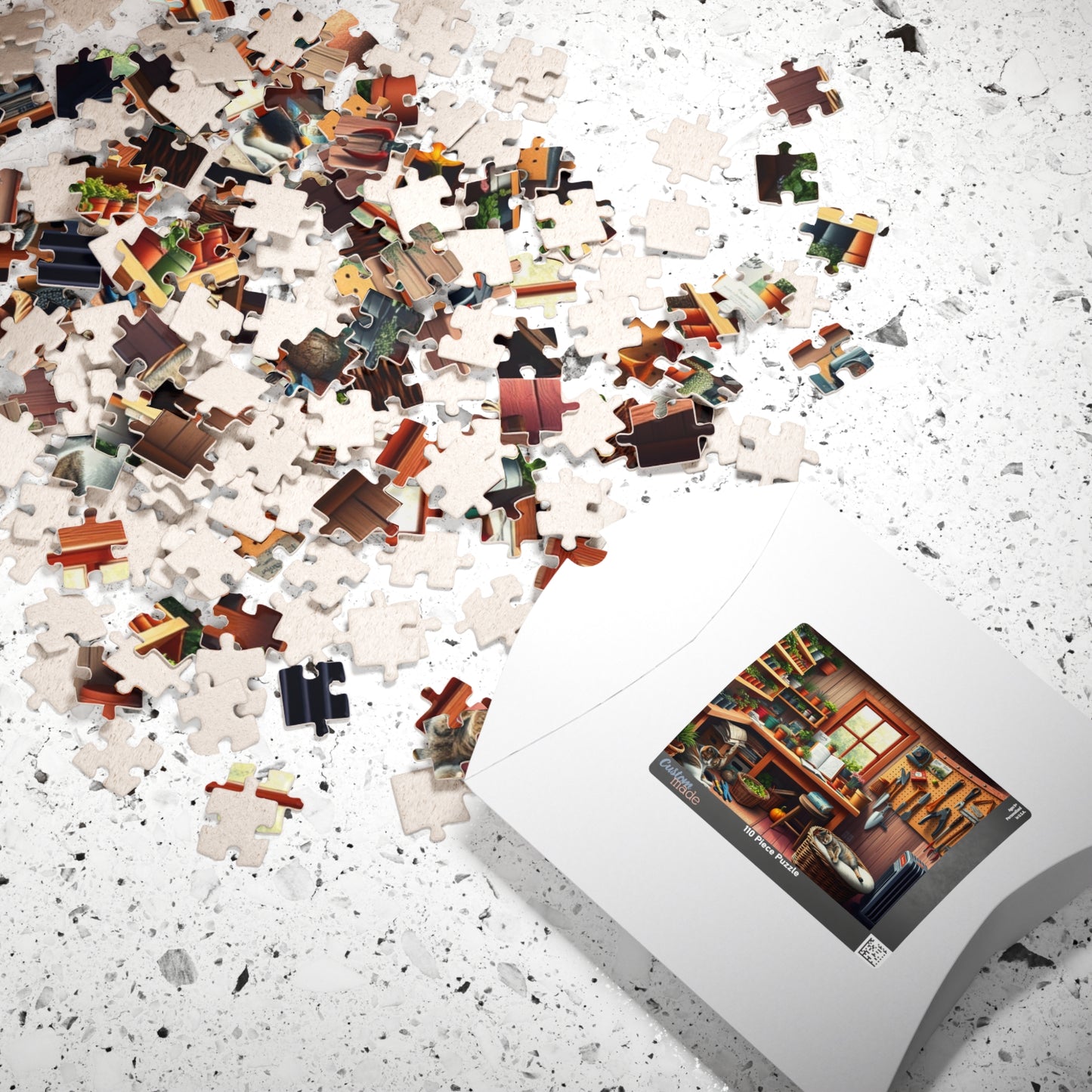 Quaint Garden Workshop Puzzle with Herbs, Tools, and Tabby Cats, Challenging Jigsaw Game, Plant Gardening Lover Best Unique Gift, Mindful Puzzle The Puzzle Chest