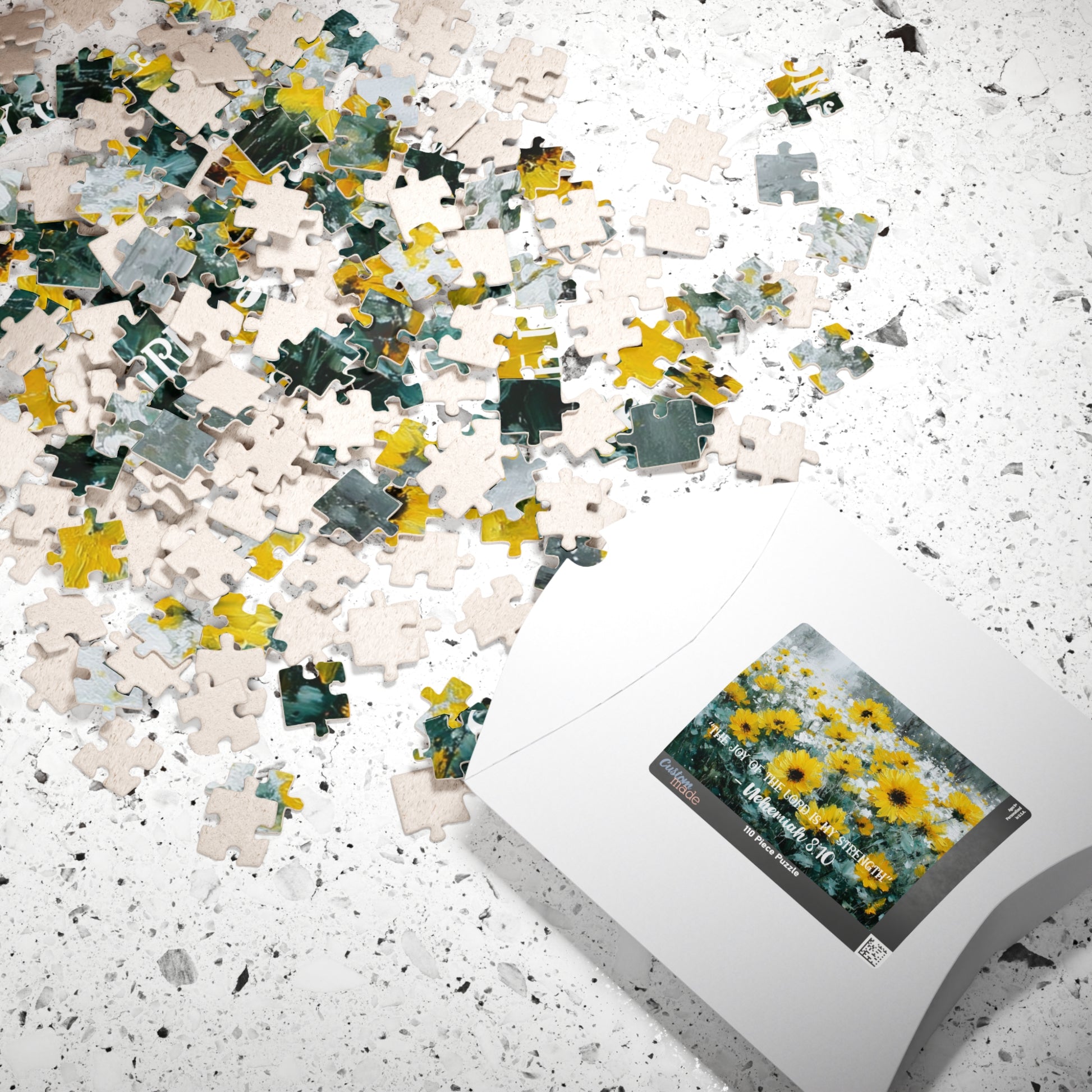 Sunflower Joy – Strength in Light Jigsaw Puzzle, Faith-Inspired Inspirational Gift, Christian Puzzle, Bible Verse Nehemiah 8:10 Puzzle The Puzzle Chest