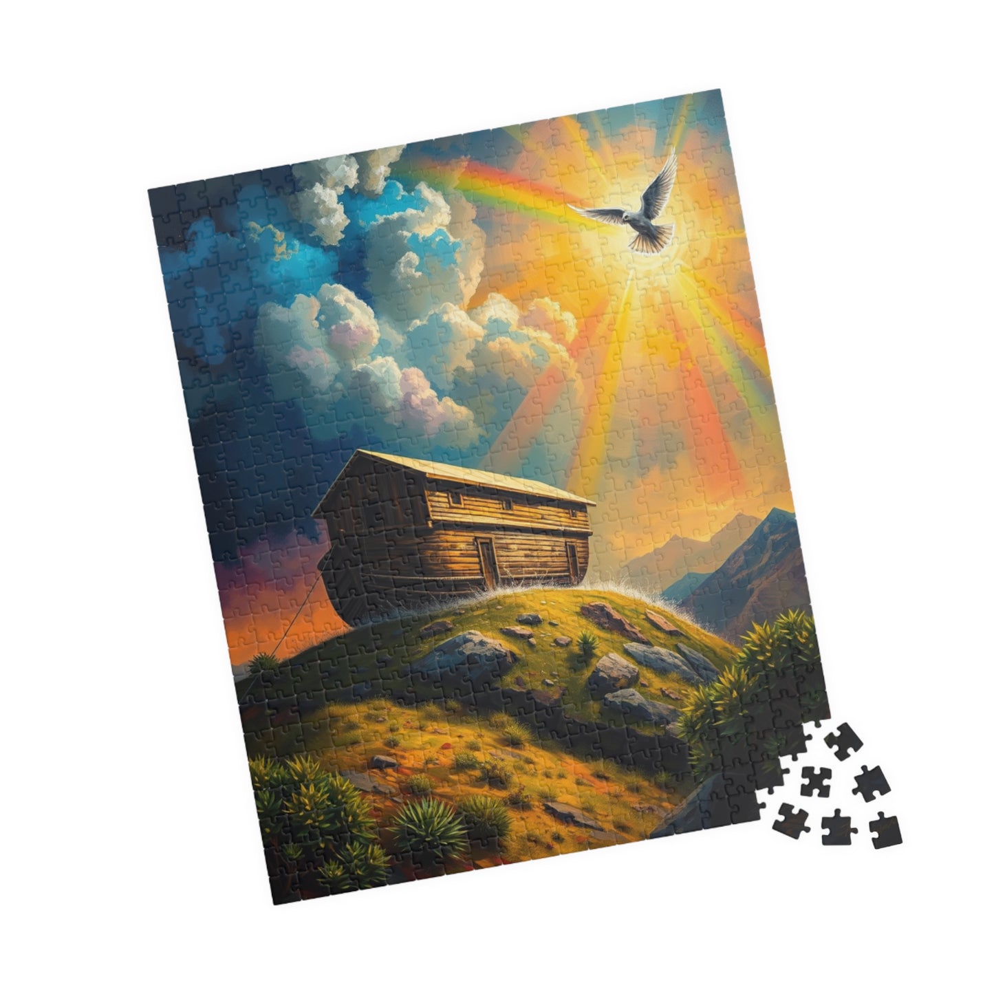 Scenic Art Puzzle - Rainbow Noah's Ark Design | 110, 252, 520, 1014-piece | Great for Family Game Night, Religious Gifts, Home Entertainment Puzzle The Puzzle Chest