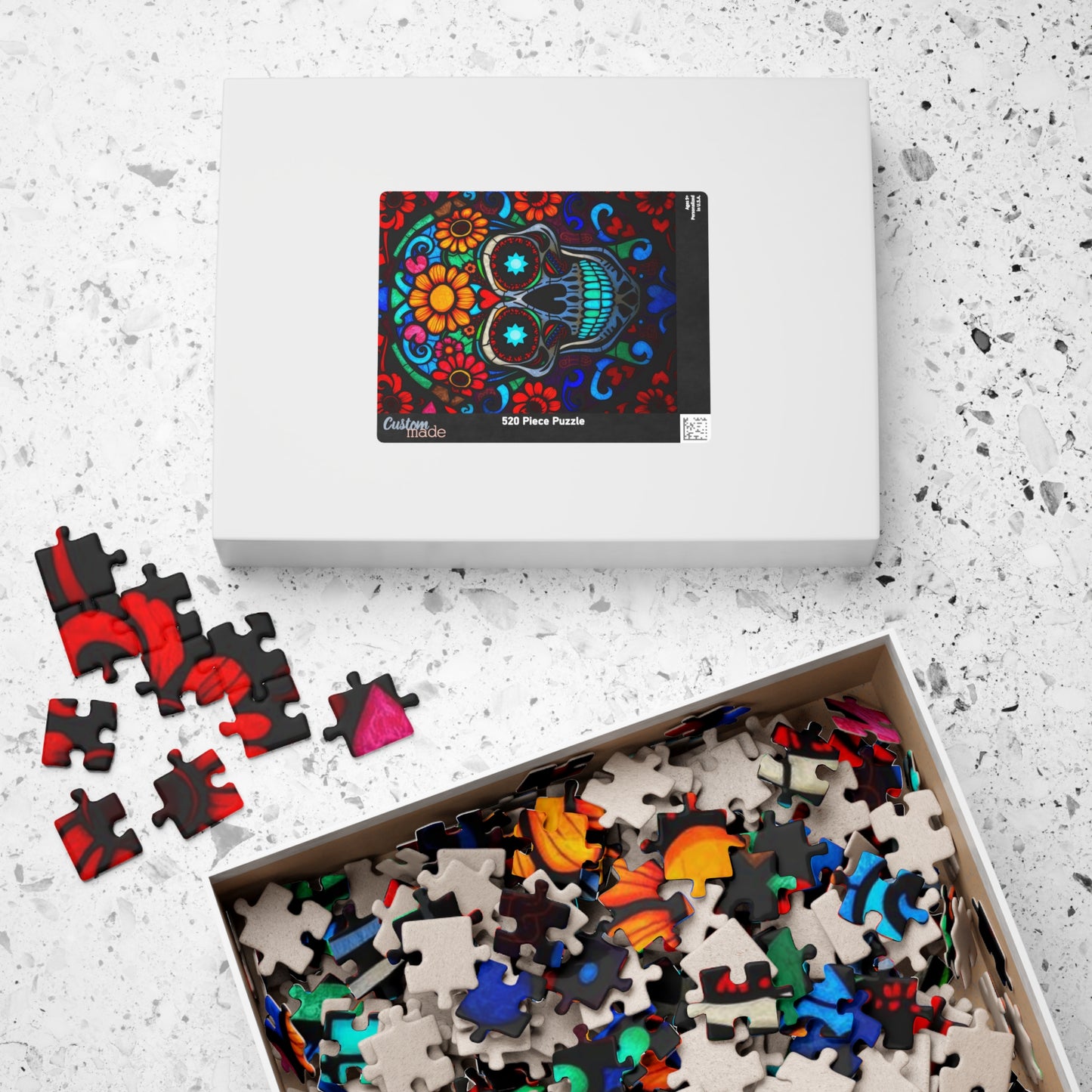 Vibrant Sugar Skull Puzzle - 110/252/520/1014 Pieces, Great Gift for Adults, Day of the Dead Decor, Fun Family Activity, Brain Teaser