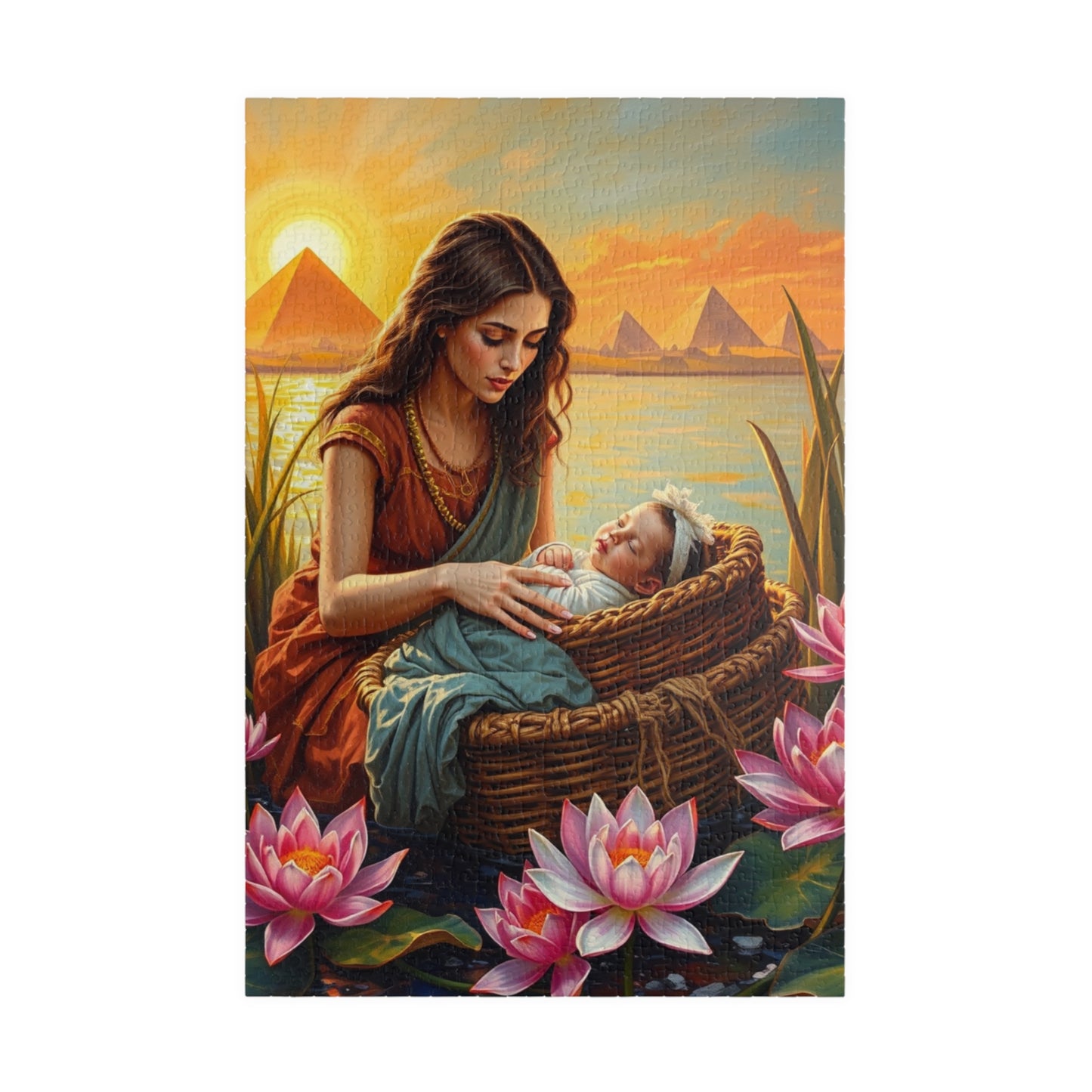 Religious Jigsaw Puzzle - Baby Moses, Family Game Night, Faith Based Home Entertainment, Colorful Biblical Puzzle Lover Gift for Christians 1014 pcs (Vertical) Puzzle The Puzzle Chest