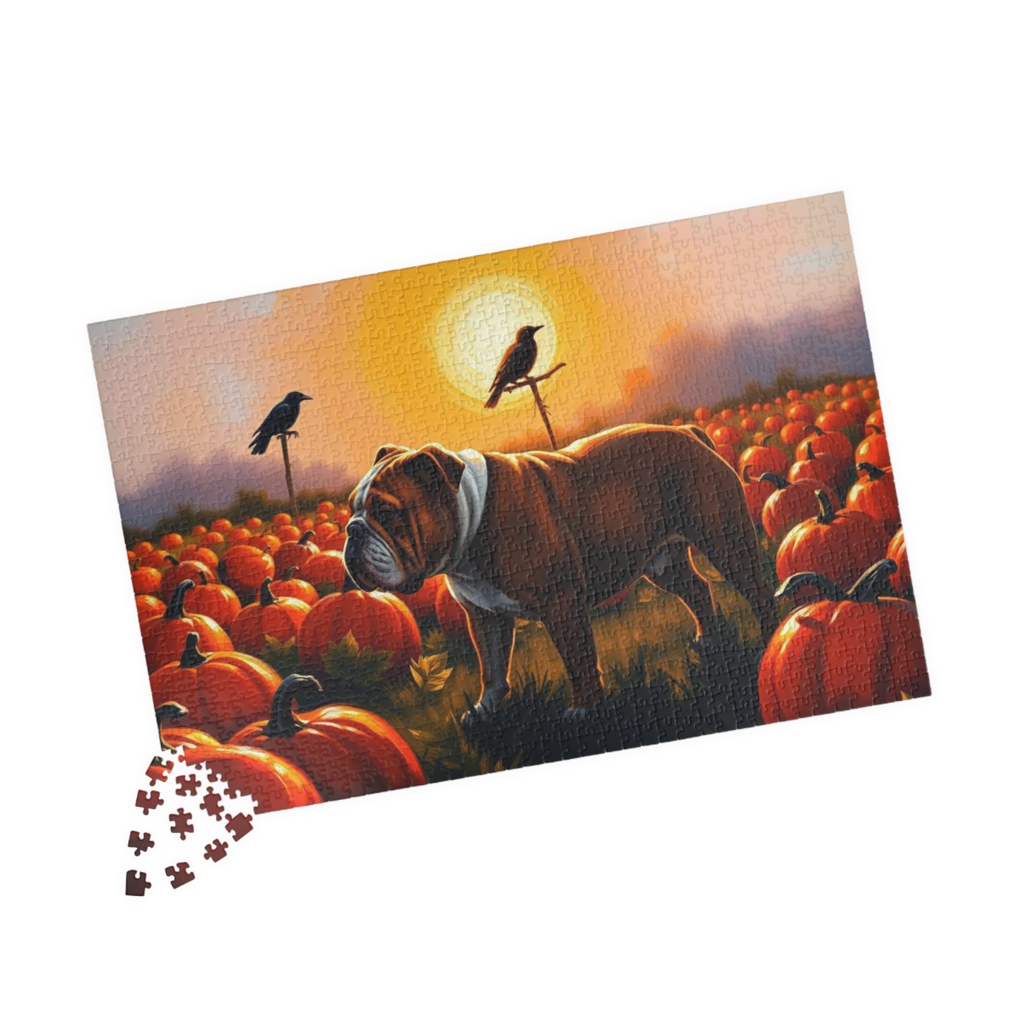 Autumn Bulldog Puzzle, Cozy Family Jigsaw Game for Adults, Perfect for Dog Lovers, Fall Home Entertainment, Creative Gift Idea for Friend Puzzle The Puzzle Chest