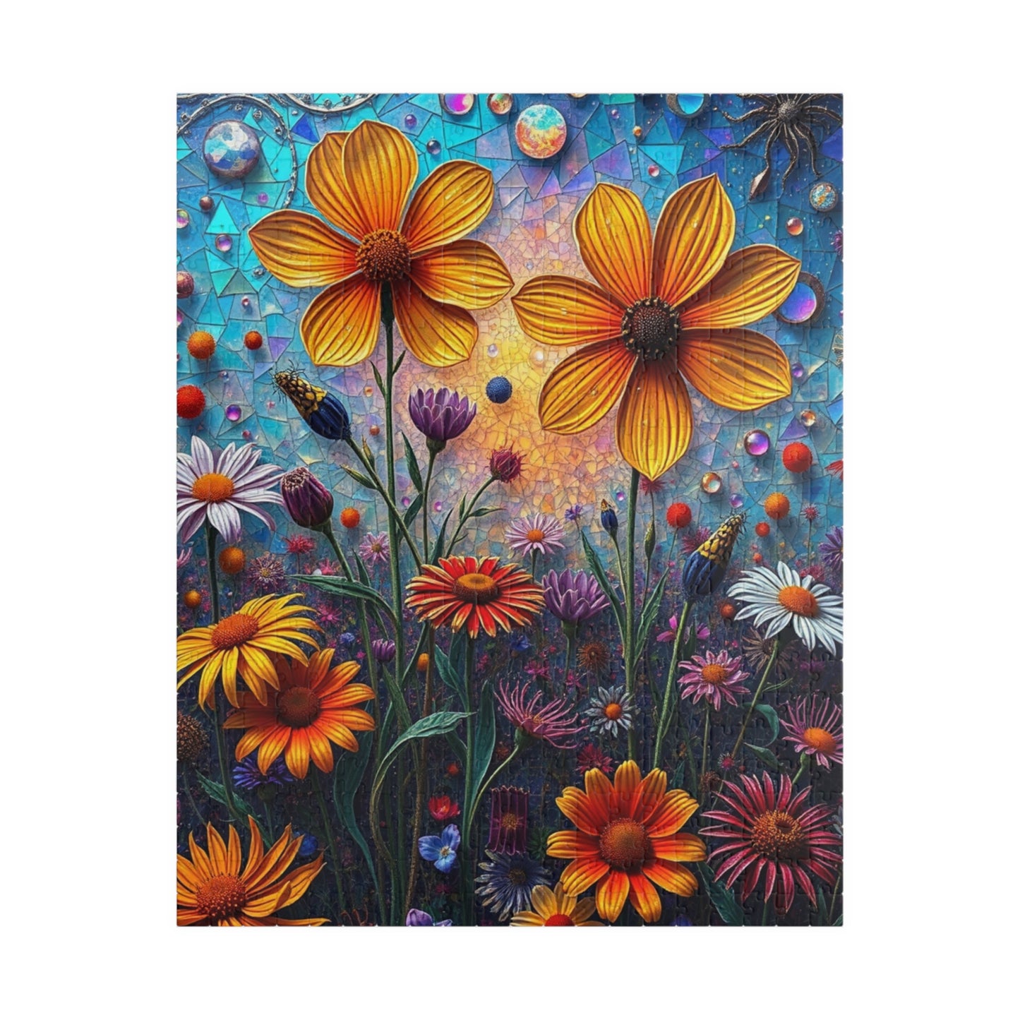 Colorful Floral Mosaic Puzzle - 110, 252, 520, 1014-piece | Flower Lover Gift, Family Bonding Activity, Puzzle Game Night, Frameable Art 520 pcs (Vertical) Puzzle The Puzzle Chest