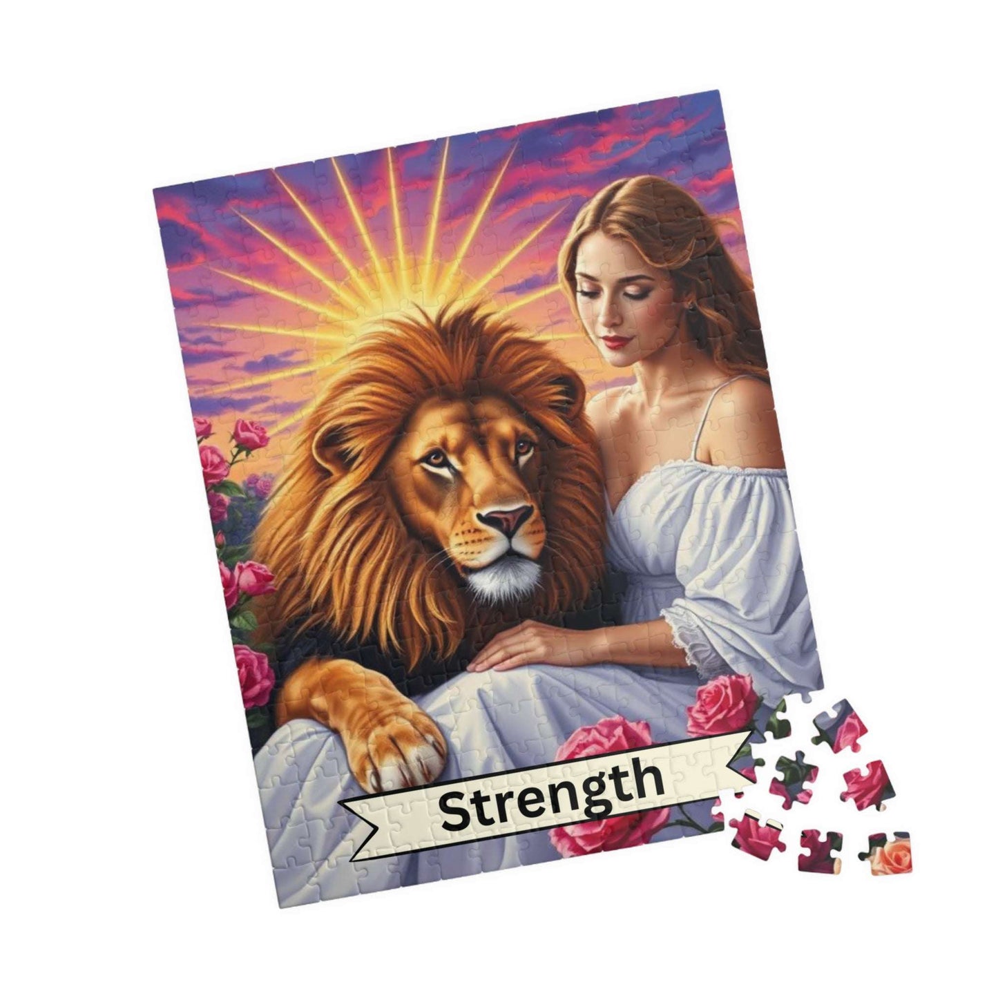 Her Strength Jigsaw Puzzle - Tarot Card Lion Design, Holiday Birthday Gift for Adult Puzzle Lover, Fun Family Game Night, Mindful Activity 252 pcs (Vertical) Puzzle The Puzzle Chest