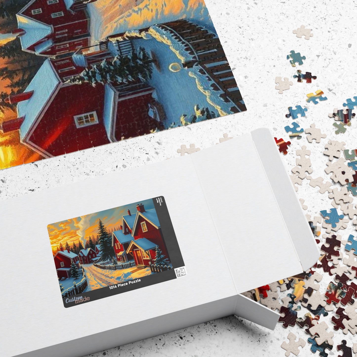 Swedish Winter Village Puzzle Jigsaw Game, Snowy Scandinavian Landscape, Indoor Activity, Holiday Gift for Friends and Family Puzzle The Puzzle Chest