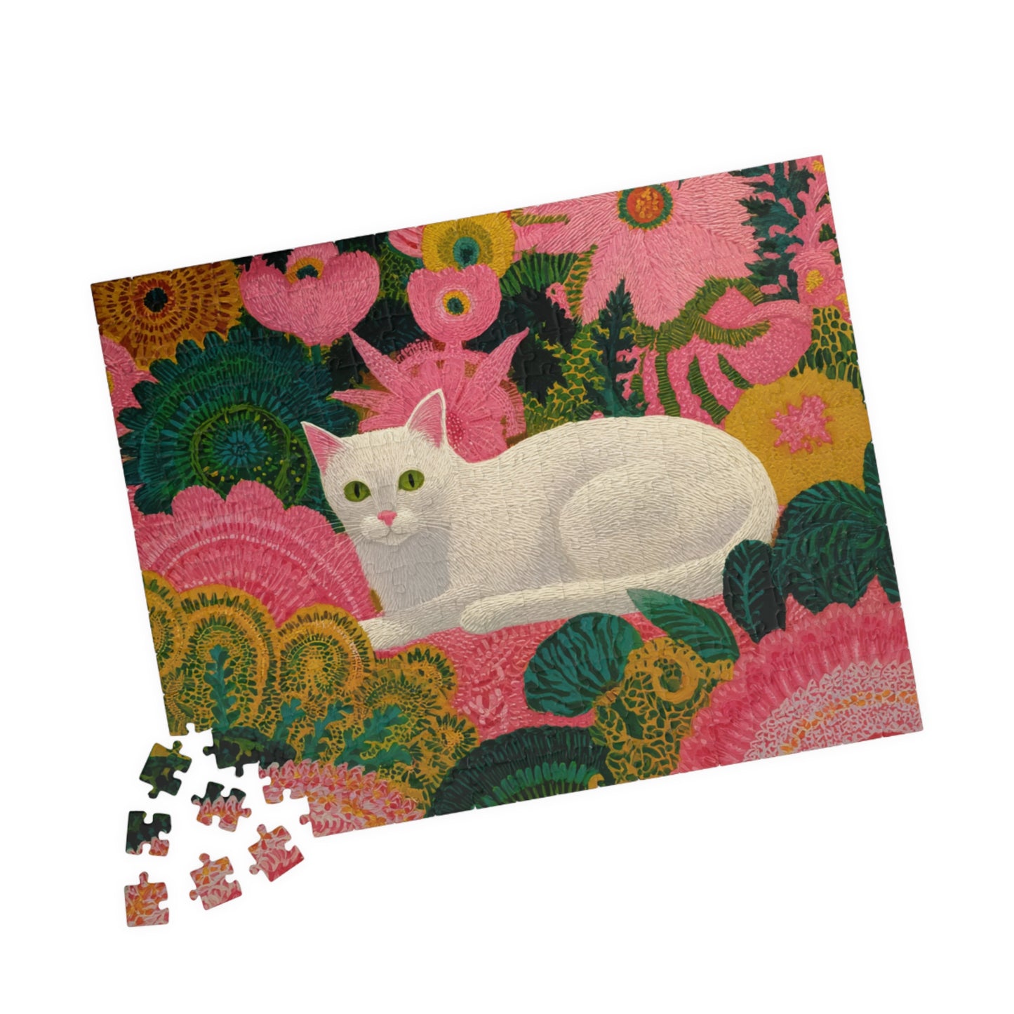The Garden Cat – Bright Fauvist Garden Jigsaw Puzzle, Animal Theme Nature and Cat Art Puzzle, Matisse-Inspired 252 pcs (Horizontal) Puzzle The Puzzle Chest