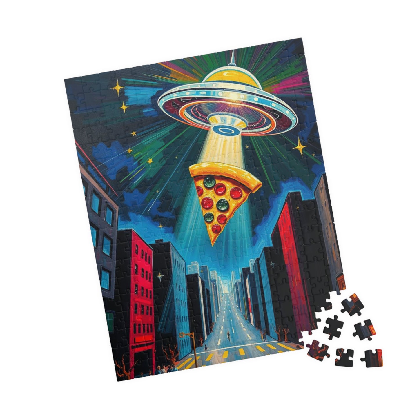 Cosmic Pizza Puzzle - Pop Art Jigsaw Game | Fun UFO Design | Unique Gift for Pizza Lovers | Family Game Night Puzzle | Mindful Brain Teaser Puzzle The Puzzle Chest