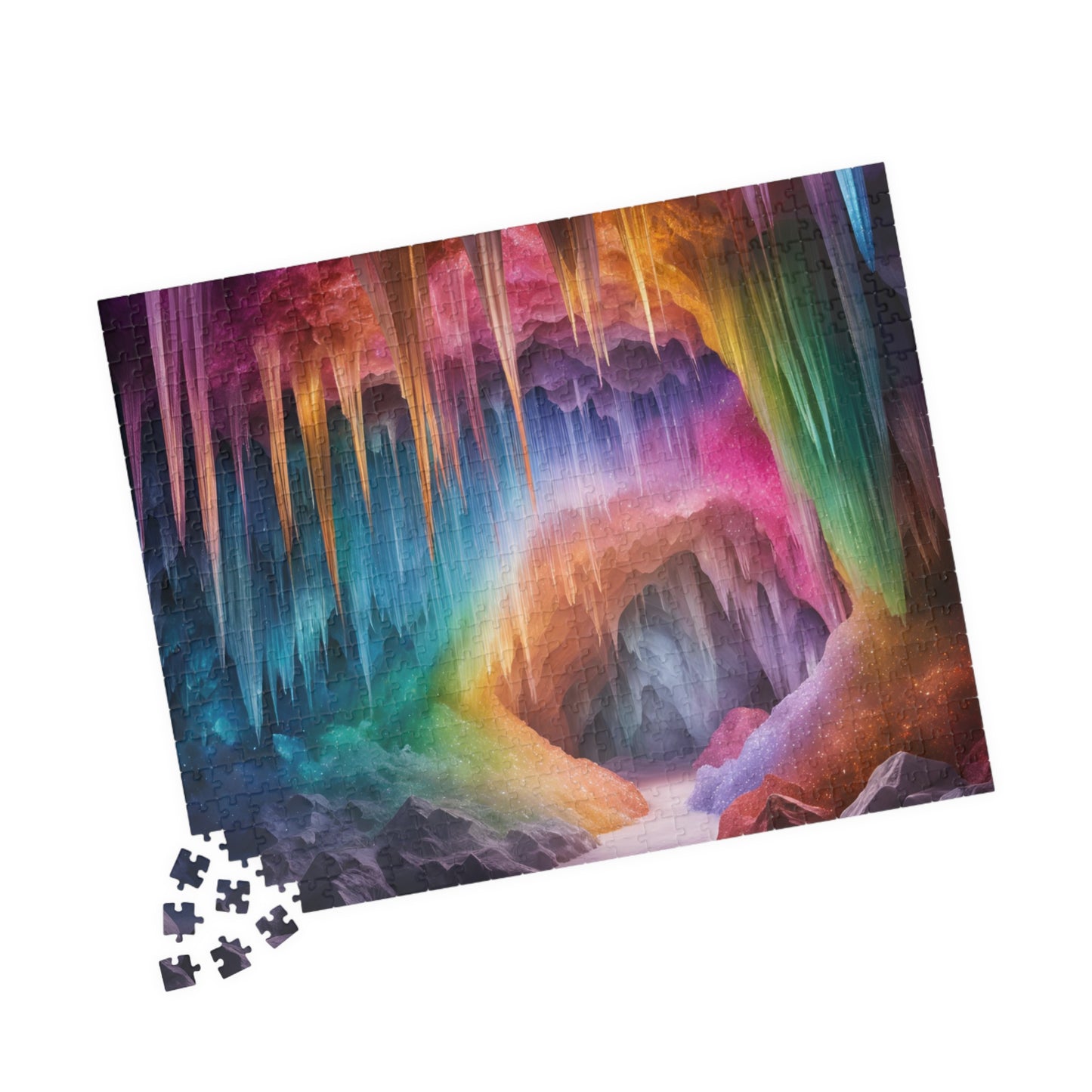 Crystal Craven Trippy Puzzle, Colorful Fantasy Mystical Rainbow Cave Scene, Challenging Jigsaw Game, Fun Family Activity, Meditation Tool Puzzle The Puzzle Chest
