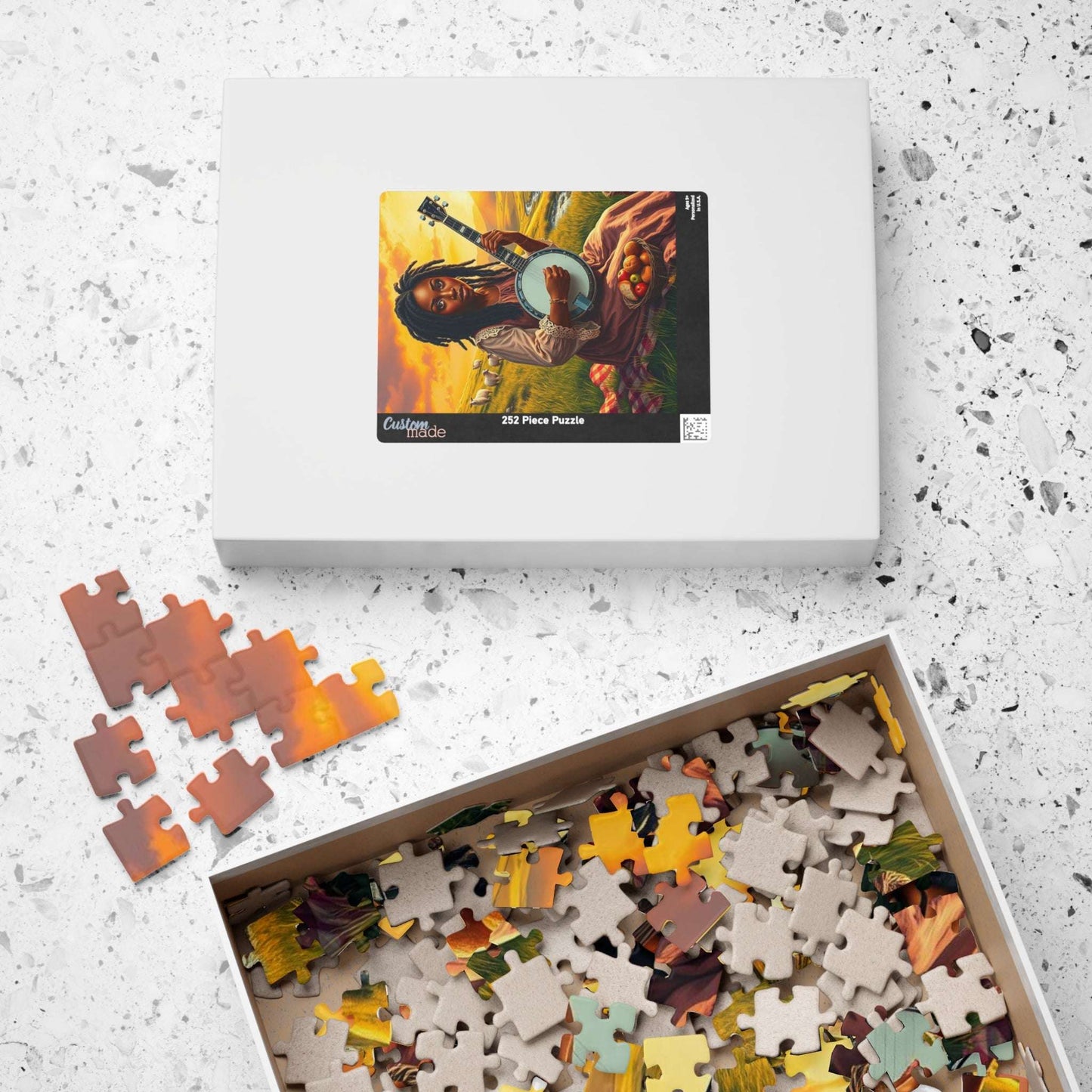 The Banjo Player Jigsaw Puzzle - Black Woman Art, Afrocentric Artwork, African American Musician Puzzle The Puzzle Chest