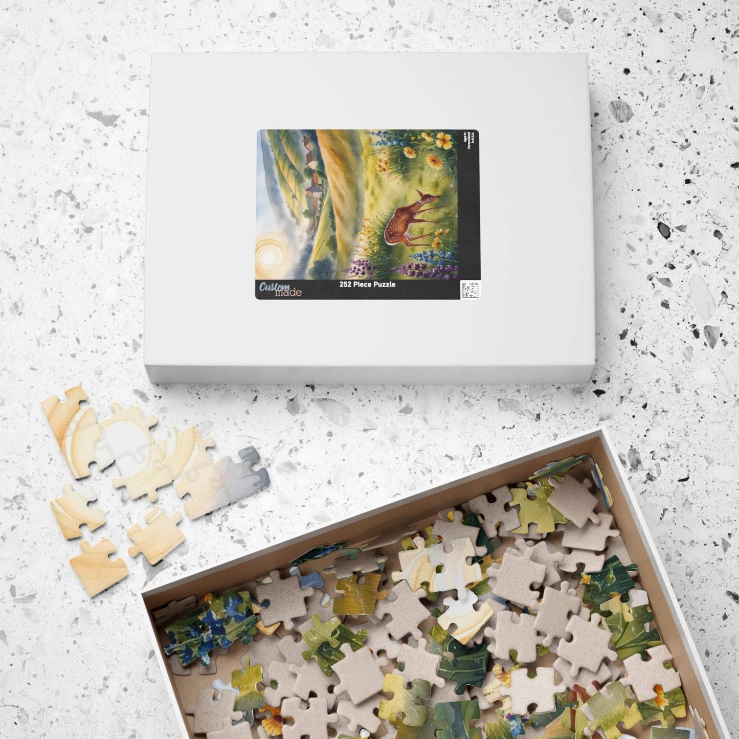 Serene Landscape Puzzle, Deer Grazing in Wildflower Field Jigsaw Game, Gift for Nature Lover, Family Night Mindfulness Activity Brain Teaser Puzzle The Puzzle Chest
