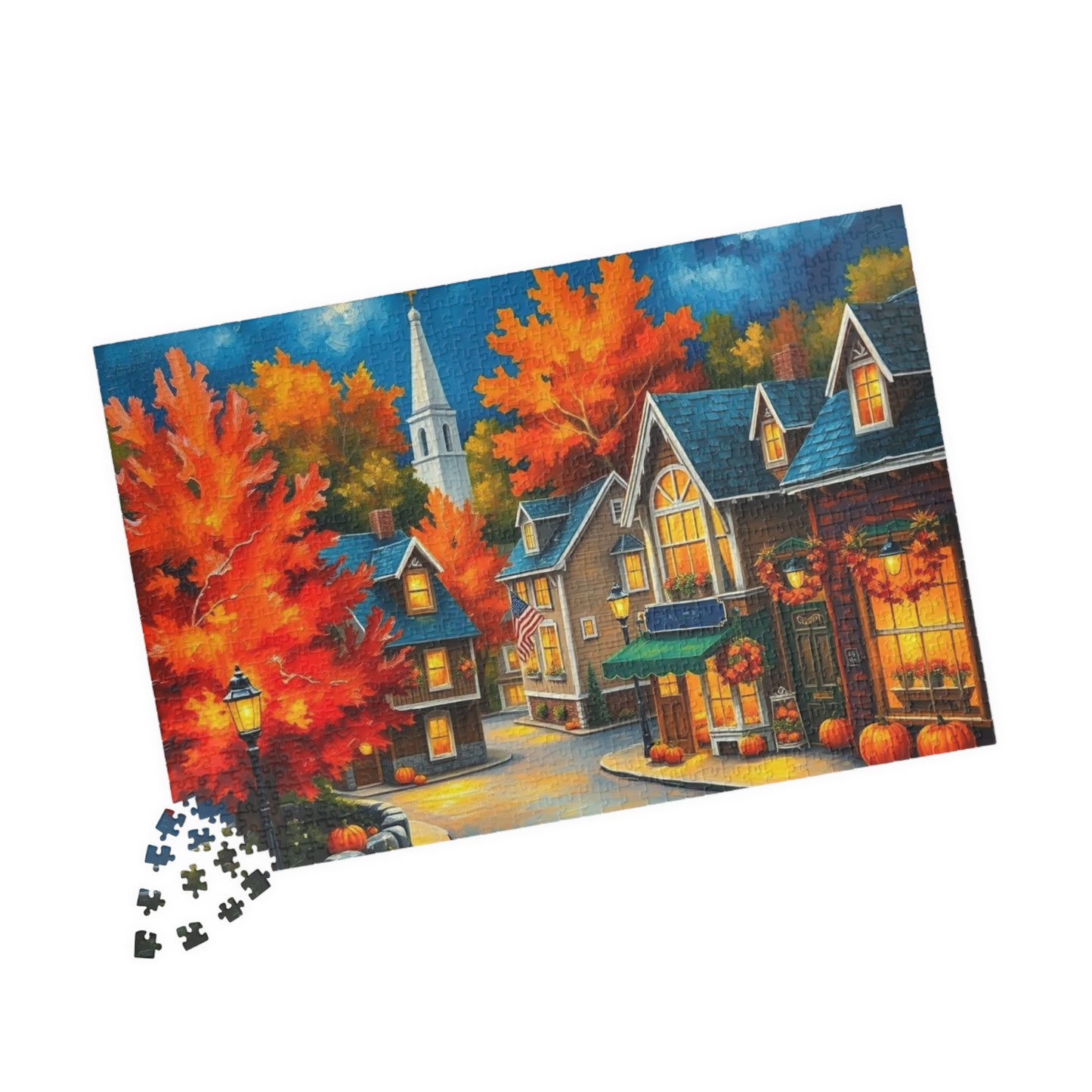 New England Village Jigsaw Puzzle Autumn, Thanksgiving Activity, Mindful Hobby, Family Fun Game, Fall Gift, Seasonal Indoor Entertainment Puzzle The Puzzle Chest