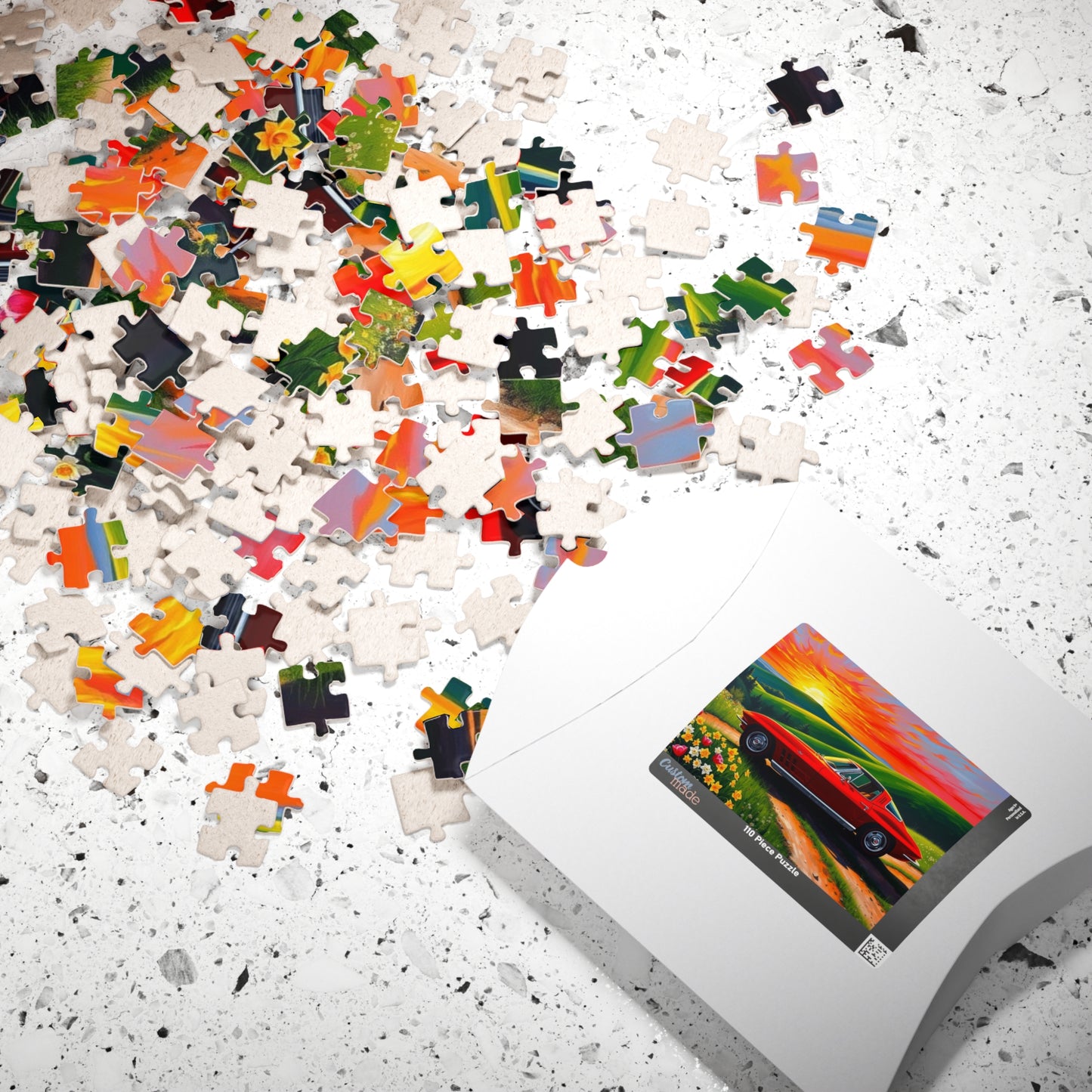 Vintage Auto Sunset Puzzle, Perfect Gift for Classic Car Lover, Family Game Night, Retro 1963 Stingray Jigsaw Game for Adults, Mindfulness Puzzle The Puzzle Chest