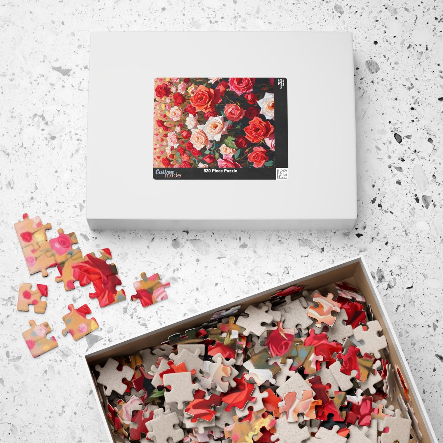 Rose Field Jigsaw Puzzle, Colorful Pink and Red Flowers, Creative Hobby, Quiet Home Entertainment, Floral Design Gift for Puzzle Lover Puzzle The Puzzle Chest