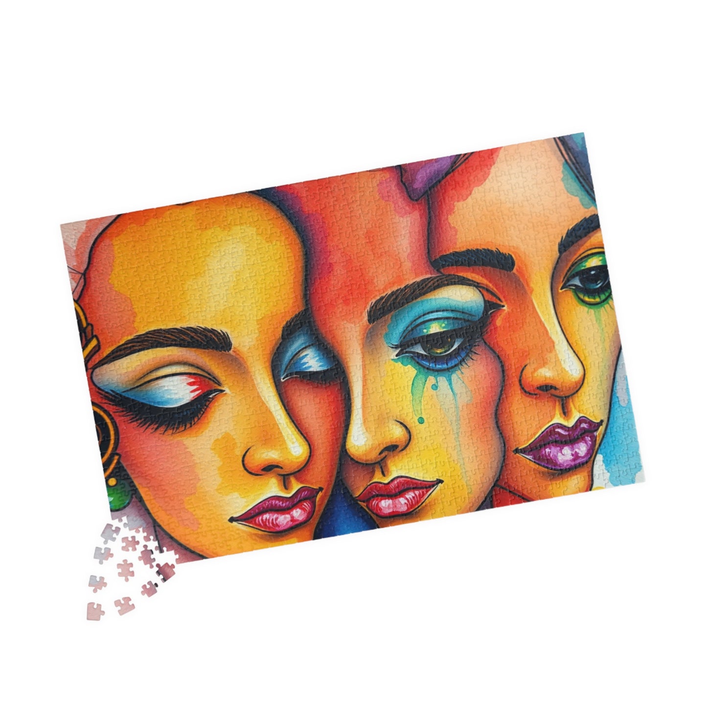 Blended Faces Abstract Jigsaw Puzzle (110-1014 Piece), Surreal Overlapping Watercolor Faces, Quiet Time Activity, Puzzle Lover Unique Gift Puzzle The Puzzle Chest