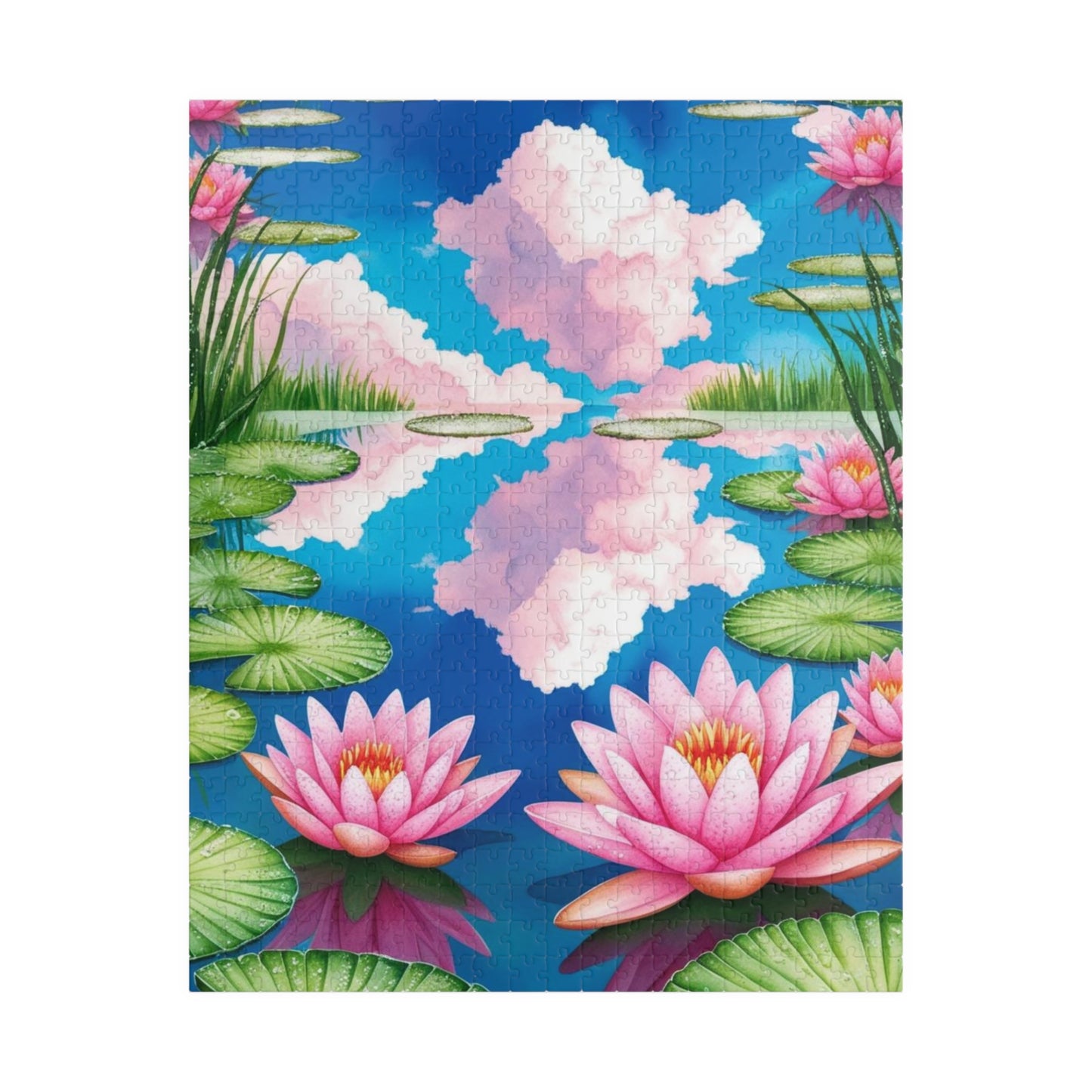 Water Lily Pond Puzzle 110-520 Piece, Tranquil Floral Landscape Jigsaw Game Claude Monet-Inspired, Lush Greenery Water Reflections, Giftable 520 pcs (Vertical) Puzzle The Puzzle Chest