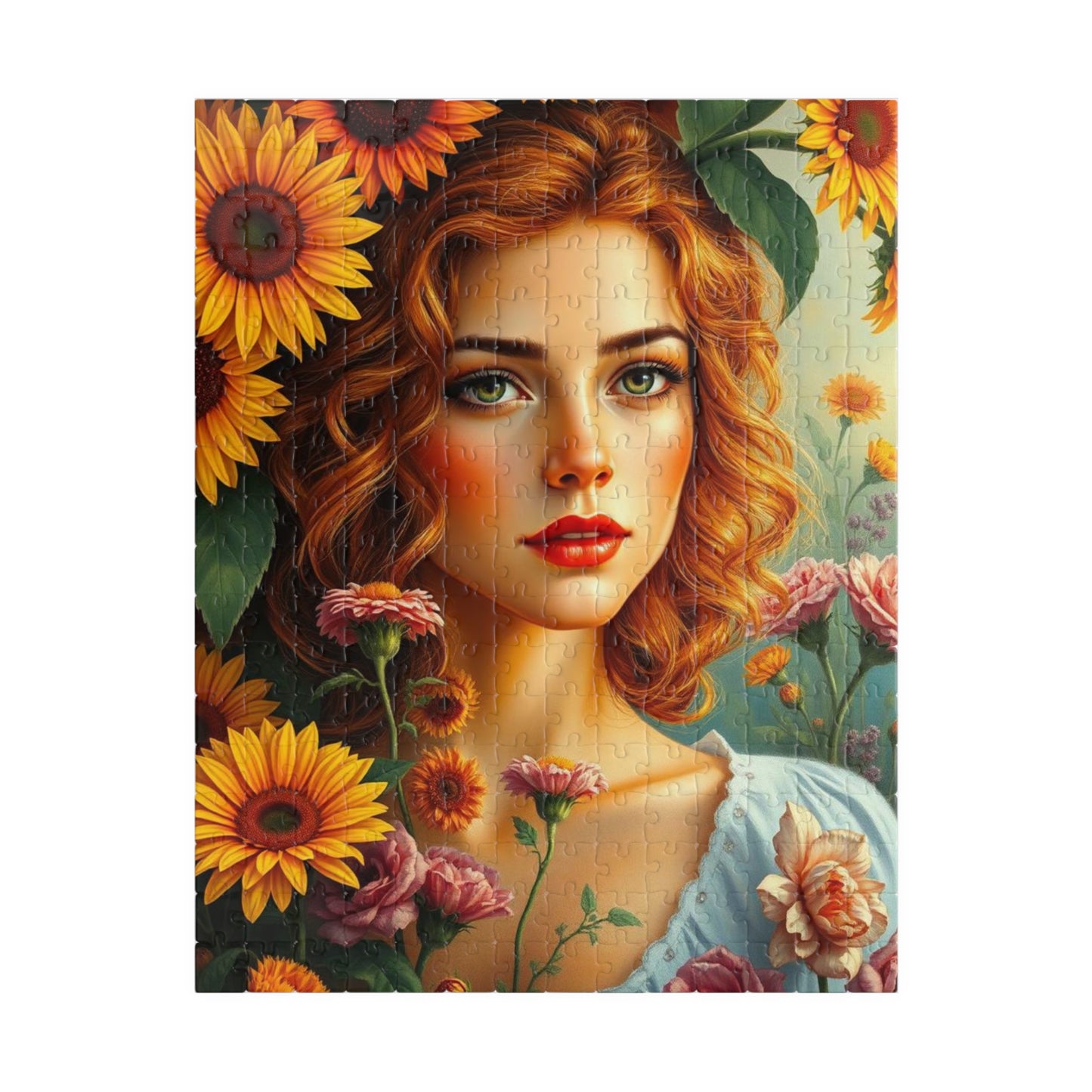 Sunflower Muse Jigsaw Puzzle for Adults, Woman Floral Portrait, Creative Hobby Puzzle Gift for Friends and Family, Fun Challenge 252 pcs (Vertical) Puzzle The Puzzle Chest