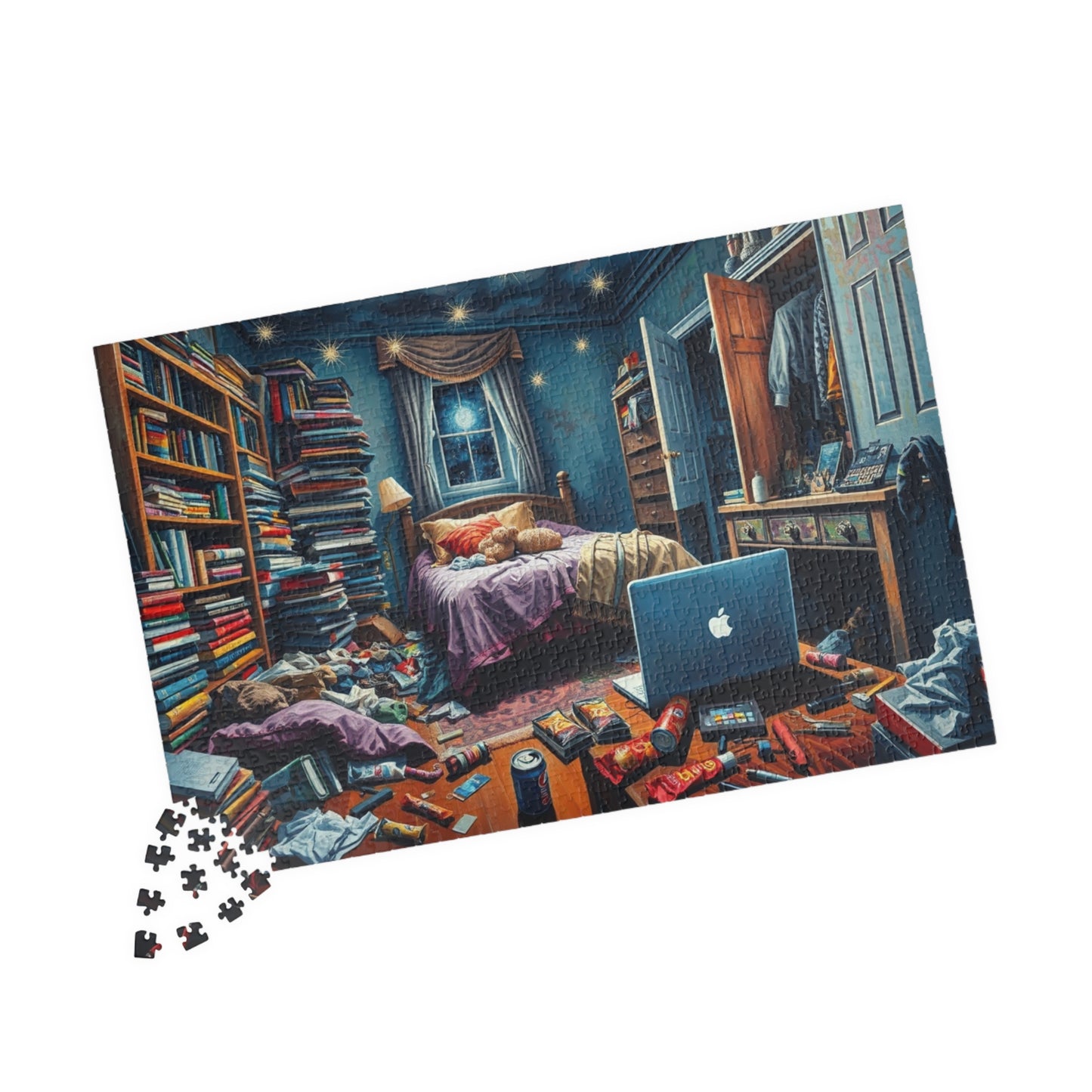Jigsaw Puzzle, Chaotic Bedroom Humorous Puzzle, Family Game Night, Interactive Activity, Mind Boggling Challenge, Relaxing Hobby, Holiday
