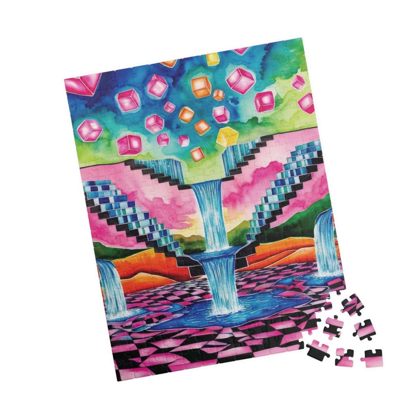 Trippy Jigsaw Puzzle, Surreal Landscape with Impossible Staircases and Waterfalls, Mind-Bending Puzzle, Vivid Jigsaw Game for Enthusiasts Puzzle The Puzzle Chest