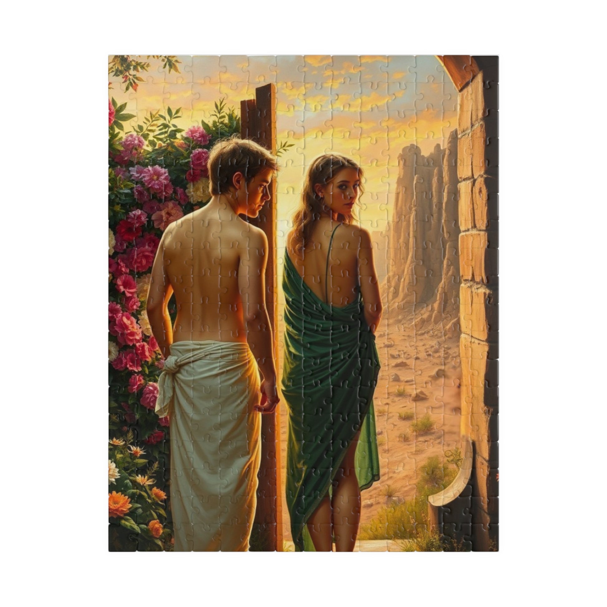 Religious Jigsaw Puzzle - Adam and Eve Leaving the Garden of Eden, Christian Puzzle Lover Gift for Friend, Mindful Family Activity, Solo Fun 252 pcs (Vertical) Puzzle The Puzzle Chest