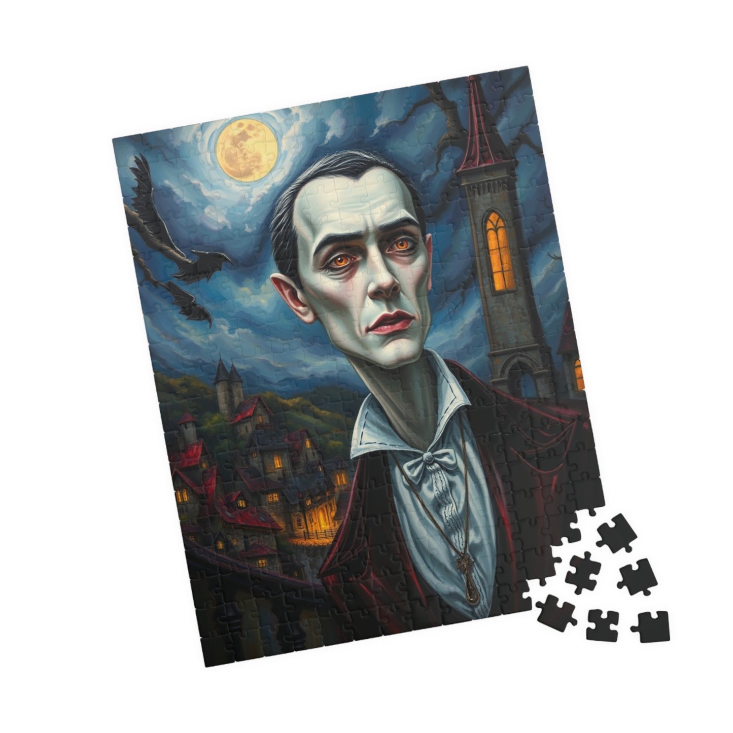 Vampire Gothic Manor Jigsaw Puzzle, Dark Fantasy Stormy Sky Art, Halloween Game, Challenging Adult Toy, Mind-bending Activity, Unique Gift Puzzle The Puzzle Chest