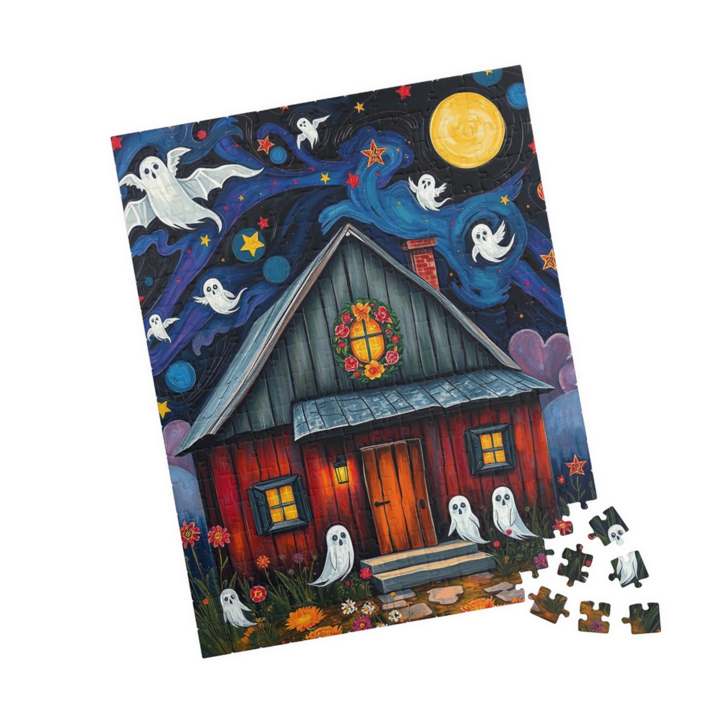 Ghostly Manor Jigsaw Puzzle - Whimsical Haunted House, Halloween Theme Ideal Family Fun Game, Puzzle Lover Gift, Cozy Night Activity, Gifts