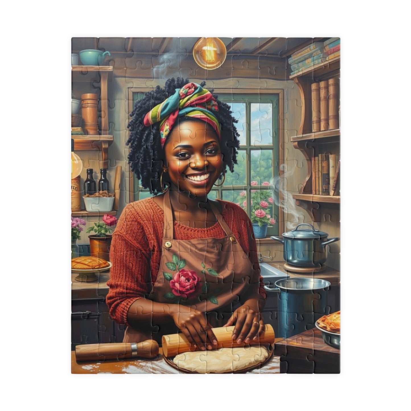 Cozy Baking Puzzle - African American Woman Cooking 110-1014 Piece, Perfect for Family Game Night, Gift for Bakers, Creative Hobby, Solo Fun 110 pcs (Vertical) Puzzle The Puzzle Chest