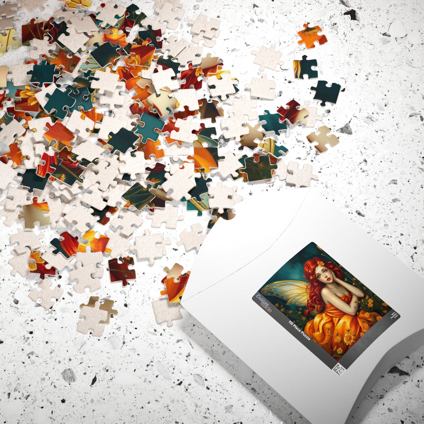 Fairy Dreamscape Jigsaw Puzzle - Red Haired Fairy in Night Wildflower Field 110-1014 Piece Mindful Gift for Family, Friend, Hospital Patient