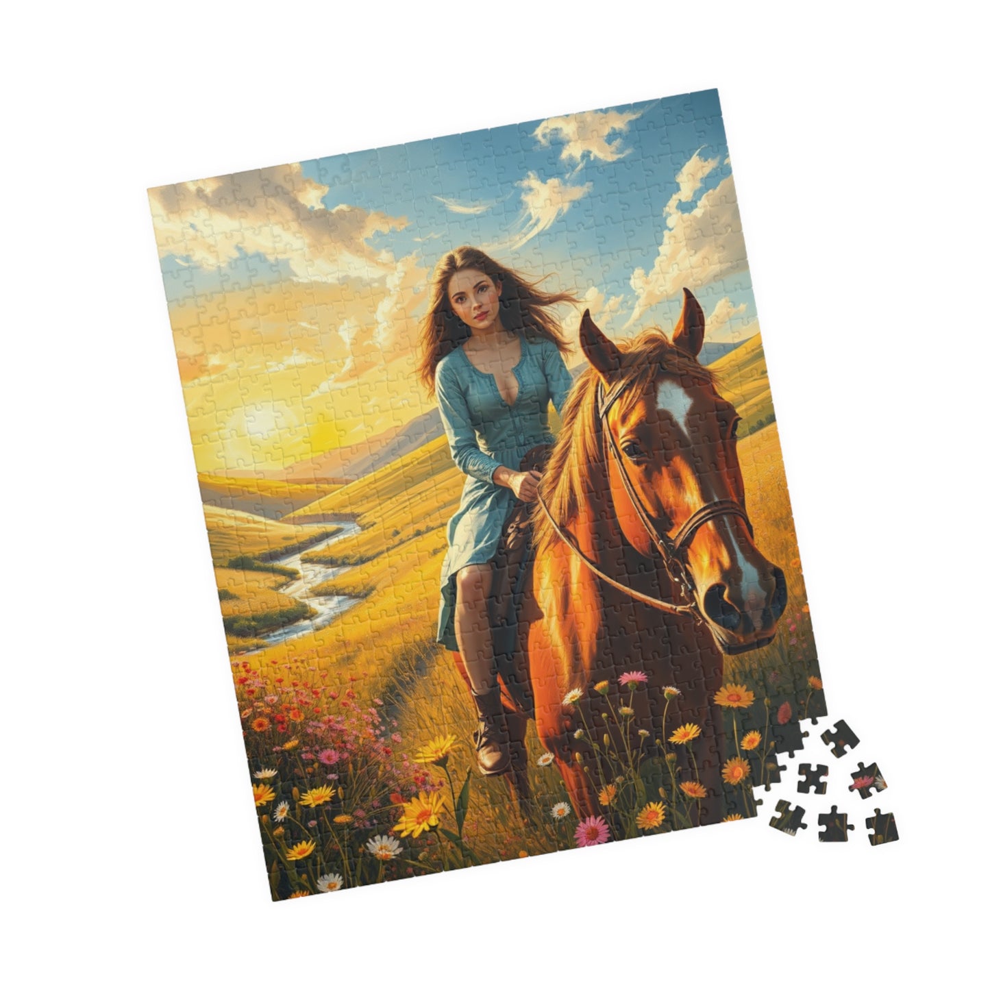 Puzzle, Horse Rider in Meadow, 110 252 520 1014-piece Gift Idea for Nature Lovers, Relaxing Pastime, Jigsaw Puzzle for Women and Girls, Puzzle The Puzzle Chest