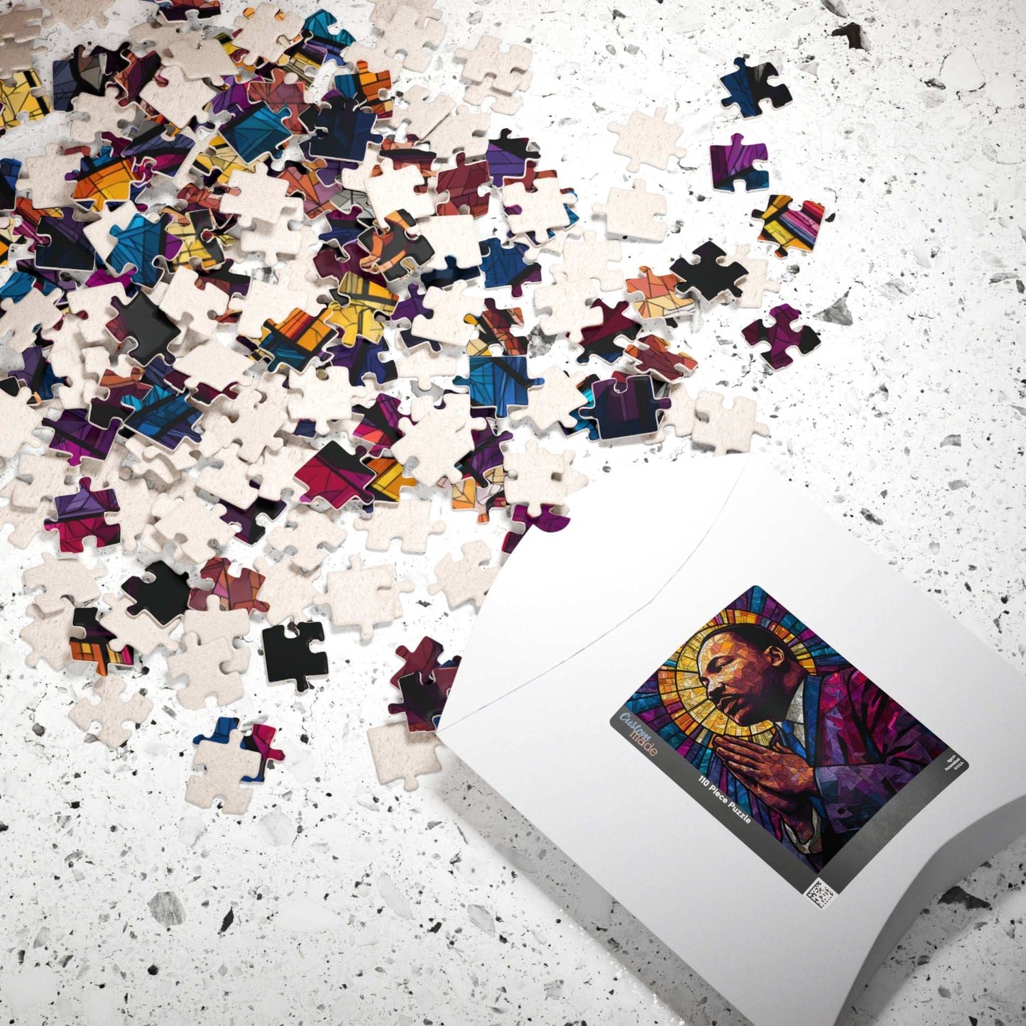 Afrocentric Jigsaw Puzzle – Stained Glass Dr. Martin Luther King Jr. Artwork, Black History Month Educational Puzzle, Inspirational MLK Puzzle Gift Puzzle The Puzzle Chest