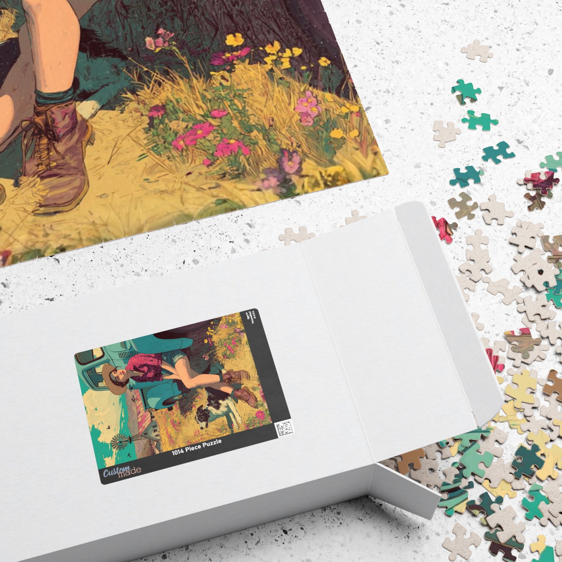 Vintage Farm Life Jigsaw Puzzle – 1950s Girl and Border Collie by Classic Truck, Retro Countryside Puzzle The Puzzle Chest