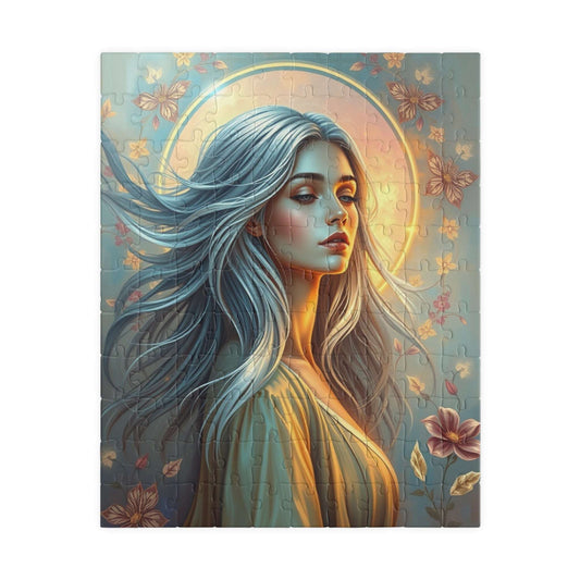 Beautiful Woman Portrait Jigsaw Puzzle, Elegant Art Floral Vintage Design, Romantic Decorative Scene for Puzzle Enthusiast, Best Unique Gift 110 pcs (Vertical) Puzzle The Puzzle Chest