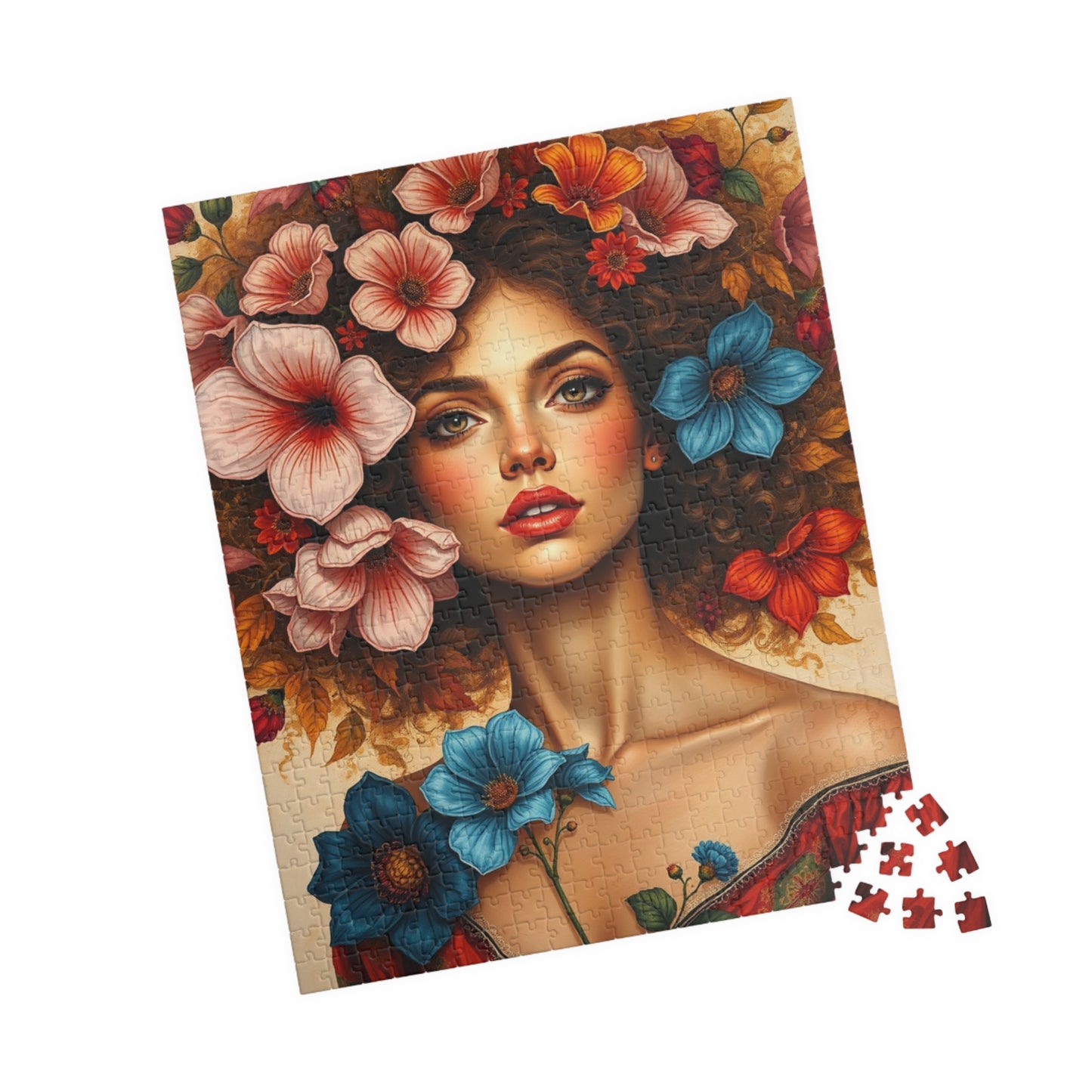 Floral Woman Puzzle, Portrait Art Jigsaw Puzzle for Adults, Unique Gift for Friends, Home Entertainment, Mindfulness Game, Relaxing Activity Puzzle The Puzzle Chest