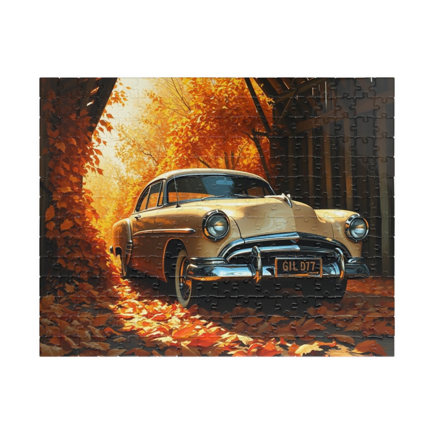Vintage Car Autumn Puzzle - Classic 1953 Kaiser Manhattan | Retro Auto Jigsaw Game | Gift for Car Lovers, Family Night Leisure Activity 252 pcs (Horizontal) Puzzle The Puzzle Chest