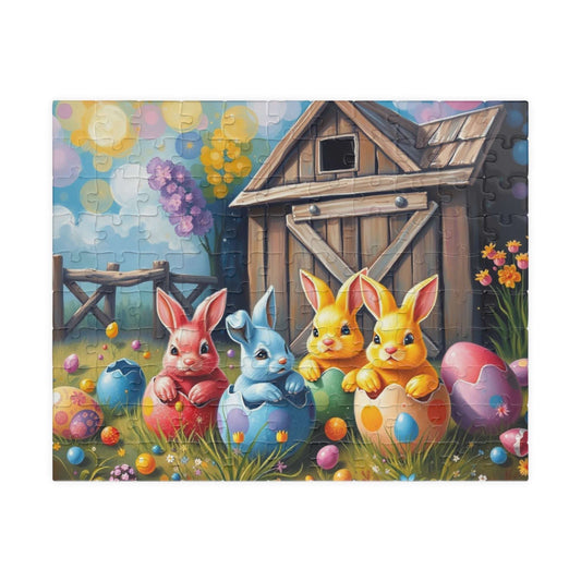 Colorful Bunny Easter Puzzle for Adult, 110-1014 Piece Whimsical Springtime Jigsaw Game, Family Fun, Easter Gift, Brain Teaser 110 pcs (Horizontal) Puzzle The Puzzle Chest