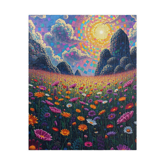 Colorful Sunrise Flower Puzzle, Floral Mosaic Jigsaw Game for Adults, Nature Art Puzzle, Family Game Night, Gift for Nature Lovers 110 pcs (Vertical) Puzzle The Puzzle Chest