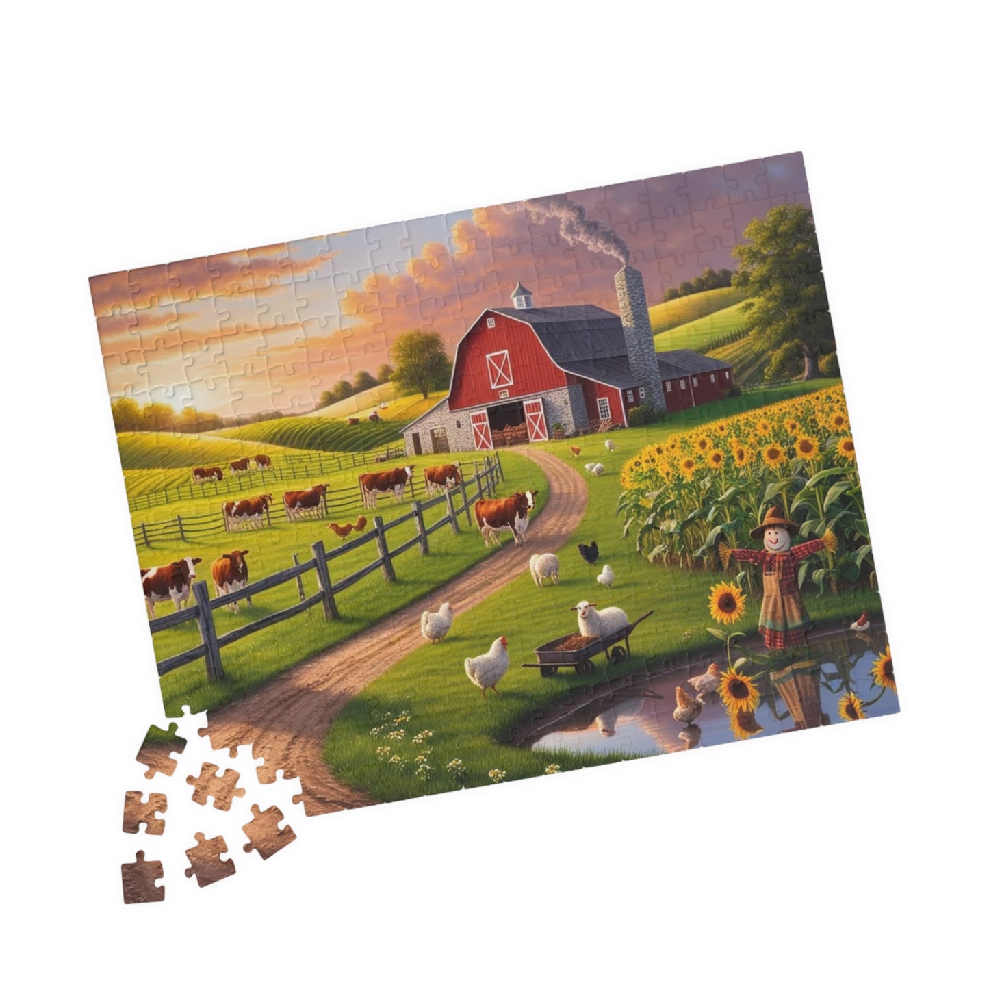Serene Countryside Farm Puzzle, Family Fun Activity, Relaxing Gift for Puzzle Lovers, Cozy Fall Home Decor, Farmhouse Theme, Leisure Time Puzzle The Puzzle Chest