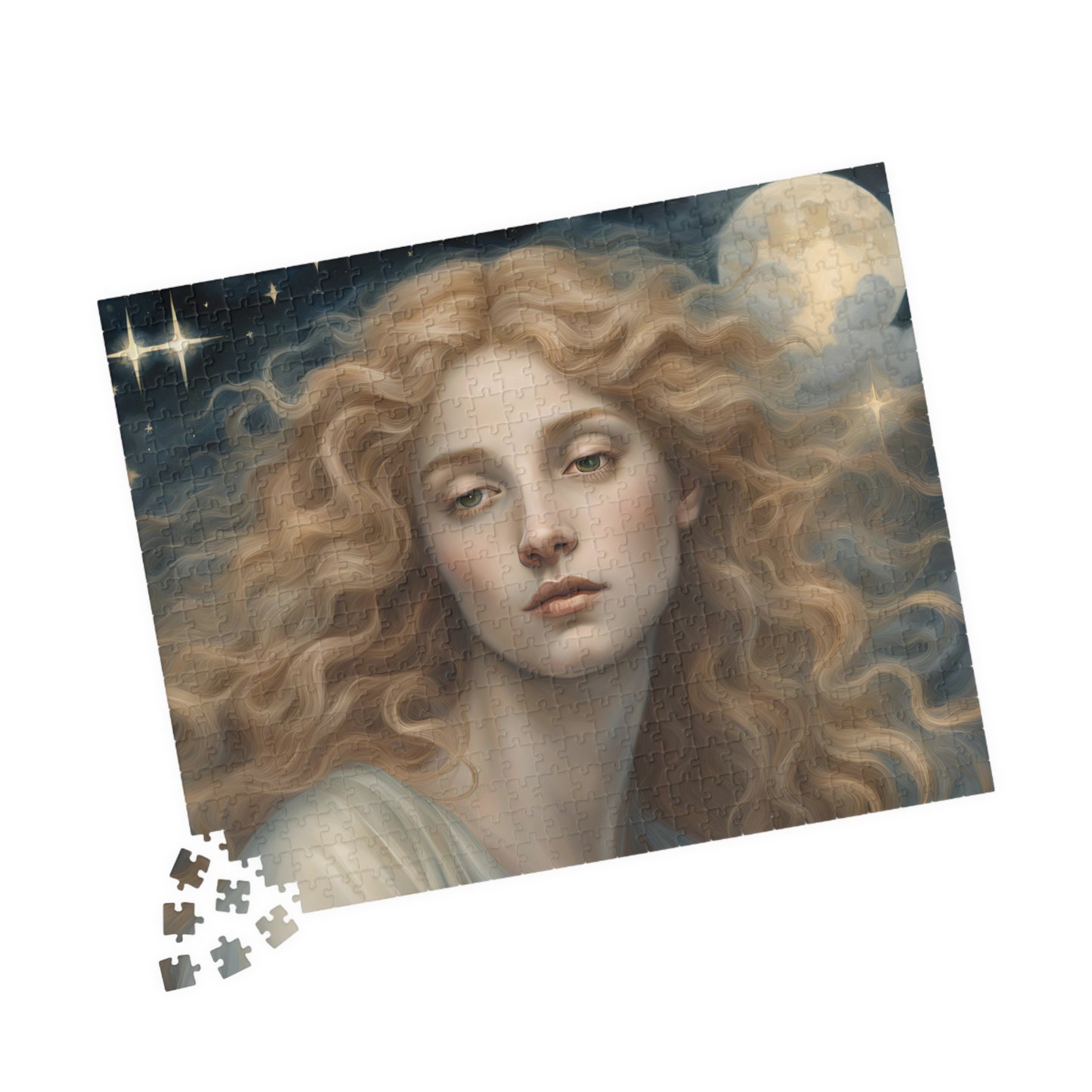Golden Haired Celestial Angel Puzzle, Heavenly Angelic Creature Jigsaw Game, Religious Spiritual Art, Adult Entertainment, Hobby Puzzle The Puzzle Chest