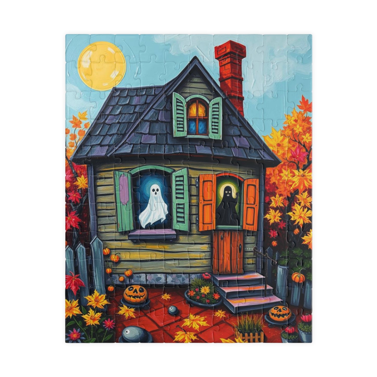 Ghostly Window Watchers Jigsaw Puzzle - Spooky Halloween House, Fun Activity Perfect for Family Game Night, Gift for Friends, Brain Teasers