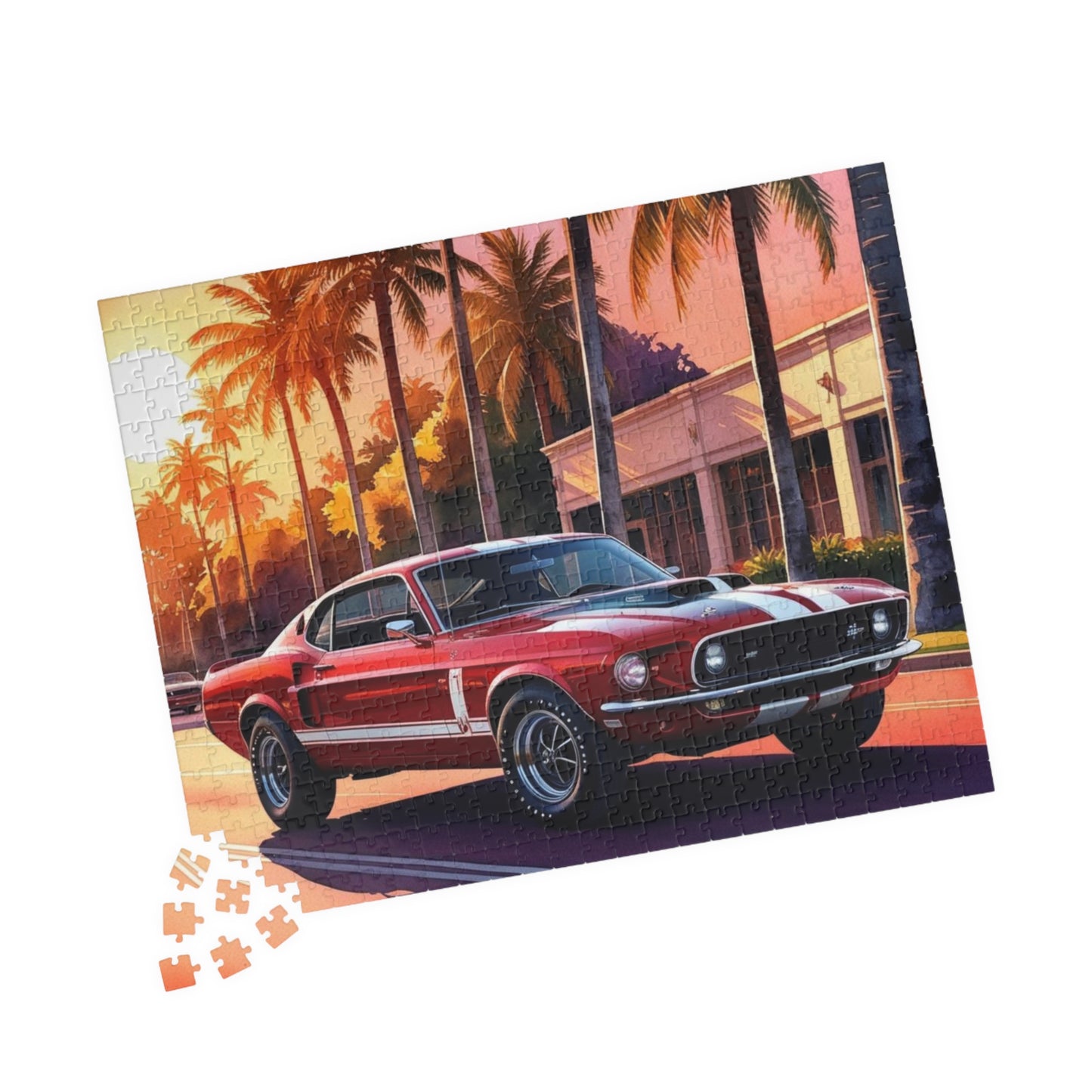 Muscle Car Jigsaw Puzzle for Adults Sunset Scene, 110-1014 Piece Vintage Style Tabletop Family Game, Puzzle Lover Retro Gift Puzzle The Puzzle Chest