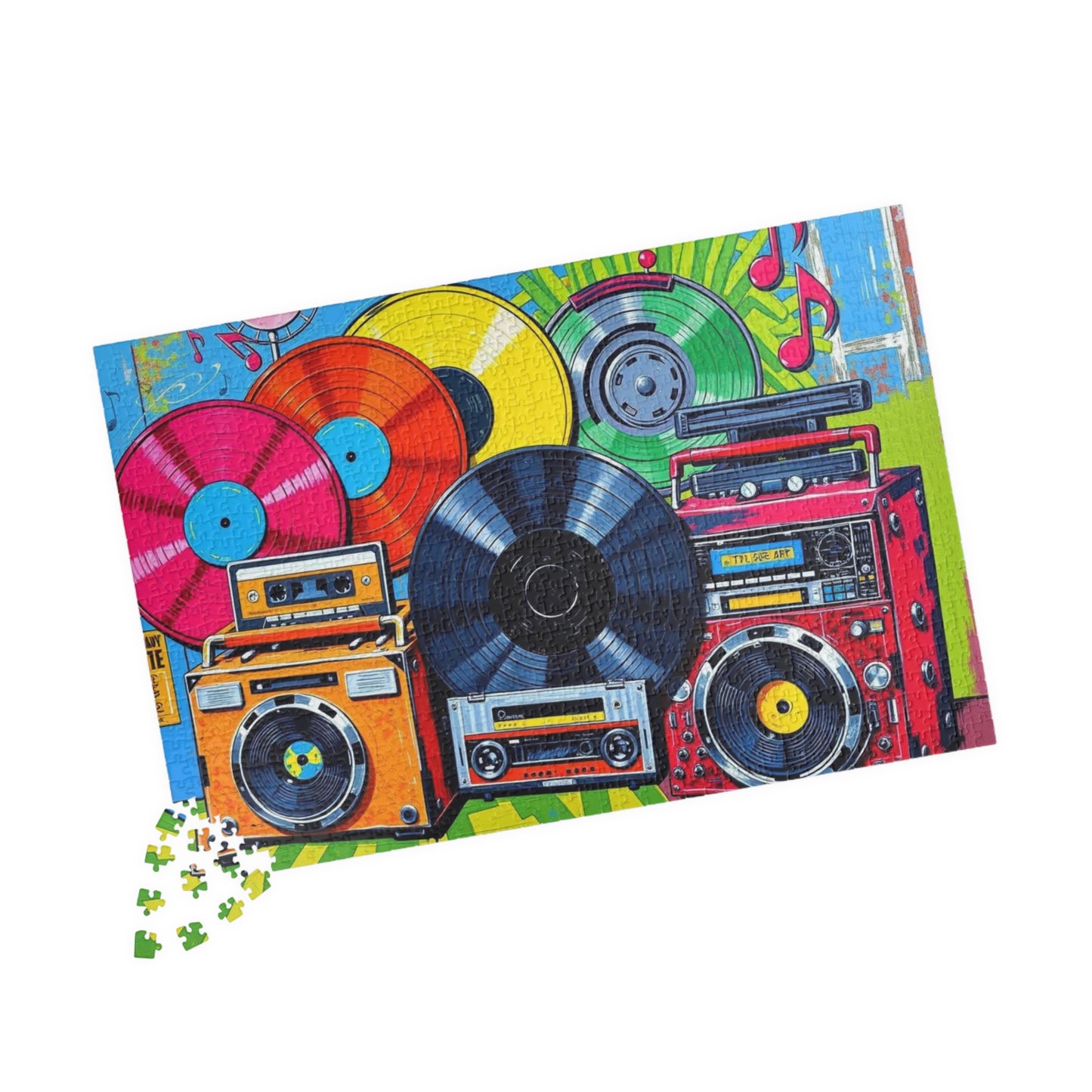 Retro Music Puzzle - Nostalgic Vinyls and Boomboxes Pop Art Jigsaw Game - Fun Family Activity, Gift for Music Lovers, Game Night Puzzle The Puzzle Chest