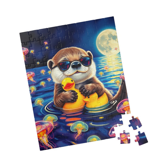 Cute Otter Jigsaw Puzzle with Jellyfish - Fun Family Activity, Perfect for Adults, Best Gift for Animal Lovers, Unique Brain Teaser 110 pcs (Vertical) Puzzle The Puzzle Chest