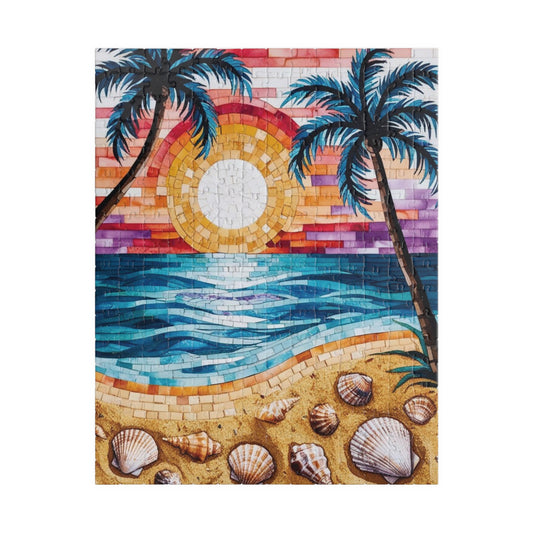 Tropical Beach Mosaic Jigsaw Puzzle, Relaxing Beach Scene, Vacation Family Game, Mindfulness Activity, Family Fun, Beach Lover Gifted Puzzle 252 pcs (Vertical) Puzzle The Puzzle Chest