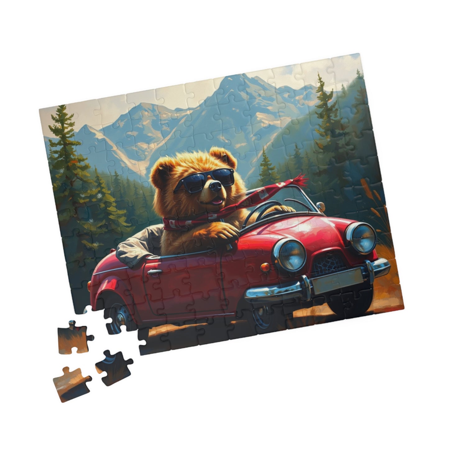 Adventurous Bear Jigsaw Puzzle for Adults, Fun Family Game Night, Mountain View Scenic Puzzle Artwork, Animal Lover Gift for Friend Puzzle The Puzzle Chest