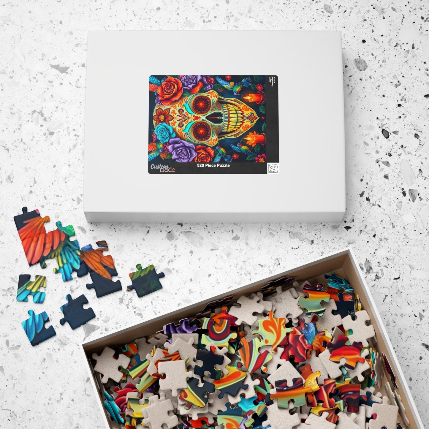 Colorful Skull Artwork Puzzle - Day of the Dead, Fun Family or Solo Activity, Unique Gift Idea for Puzzle Lovers Art Fans, Brain Teaser Puzzle The Puzzle Chest